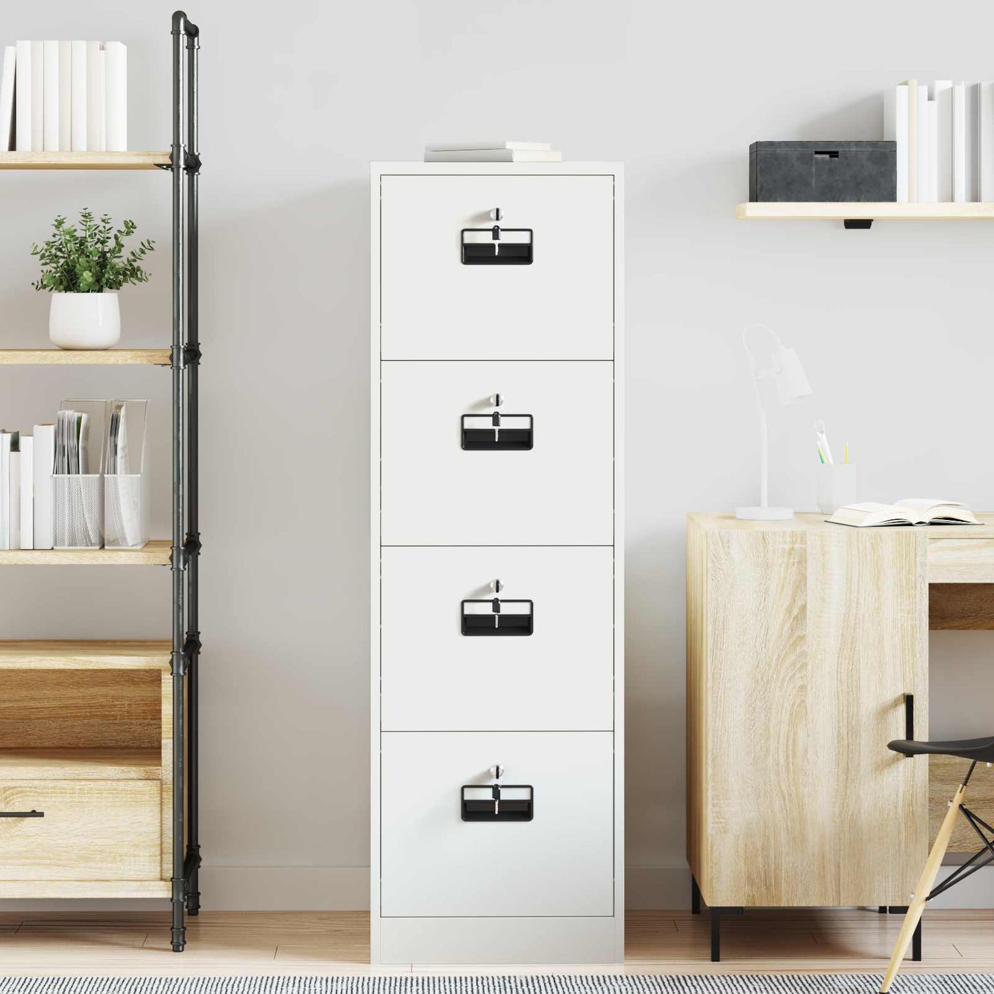 Dulap pentru Fișiere cu sertar 2 pcs Alb 44 x 50 x 106.5 cm