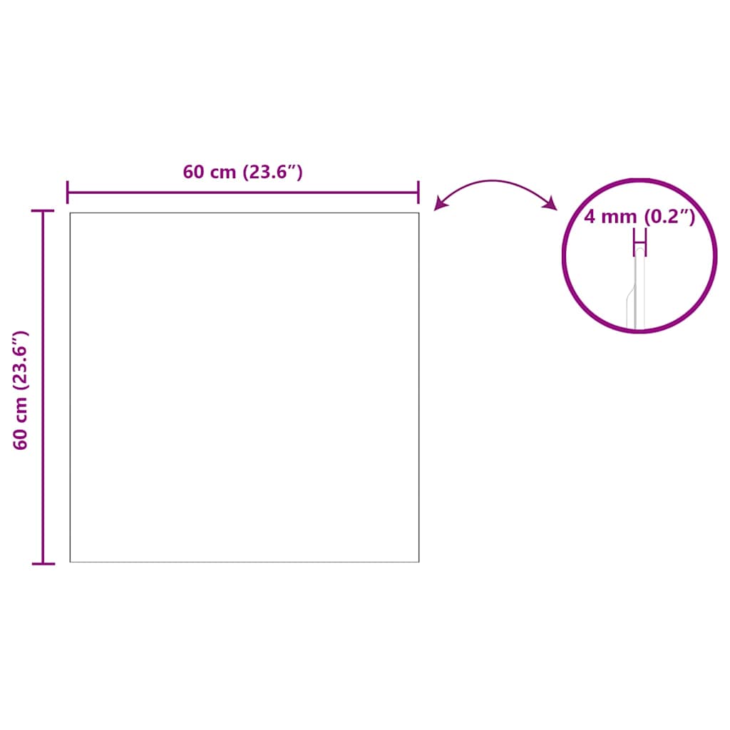 Ogledna de perete Pătrat 60 x 60 cm sticlă securizată