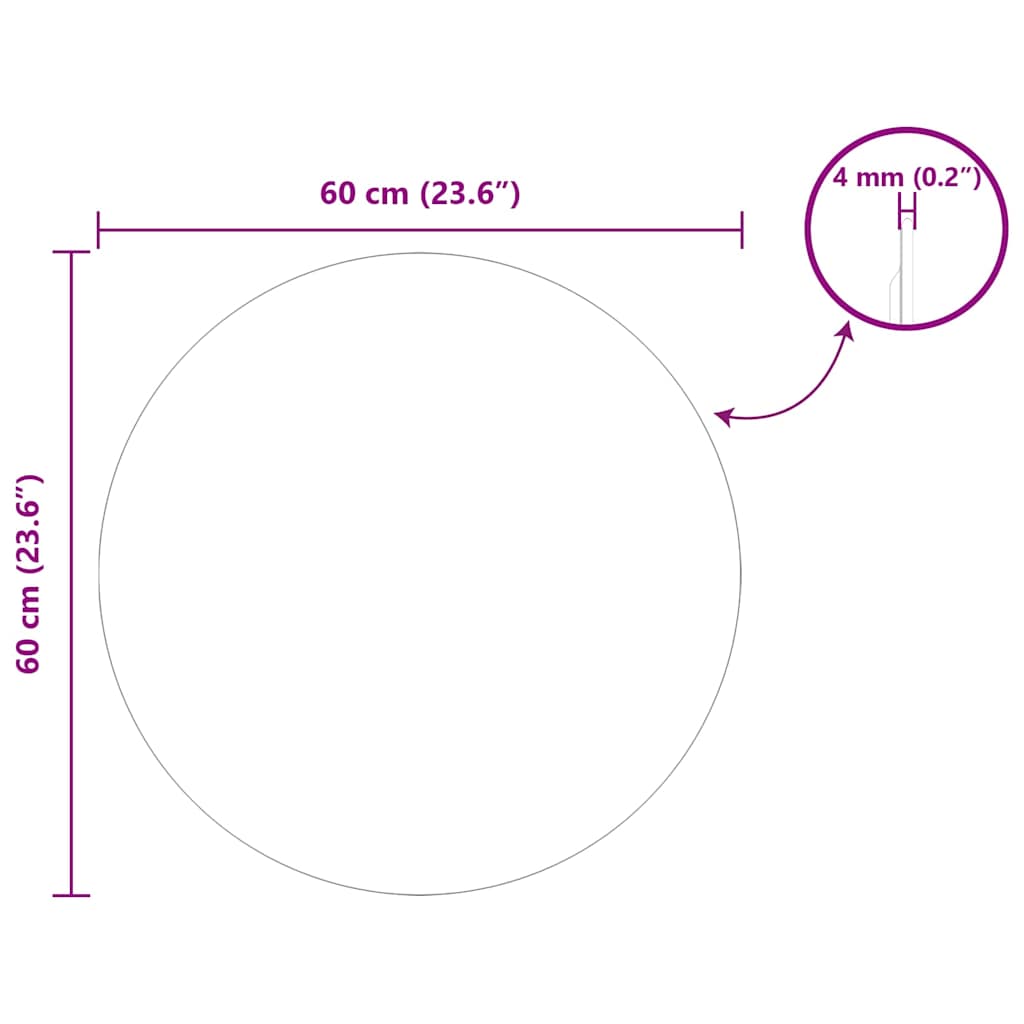 Ogledna de perete Rotund Ø 60 cm sticlă securizată