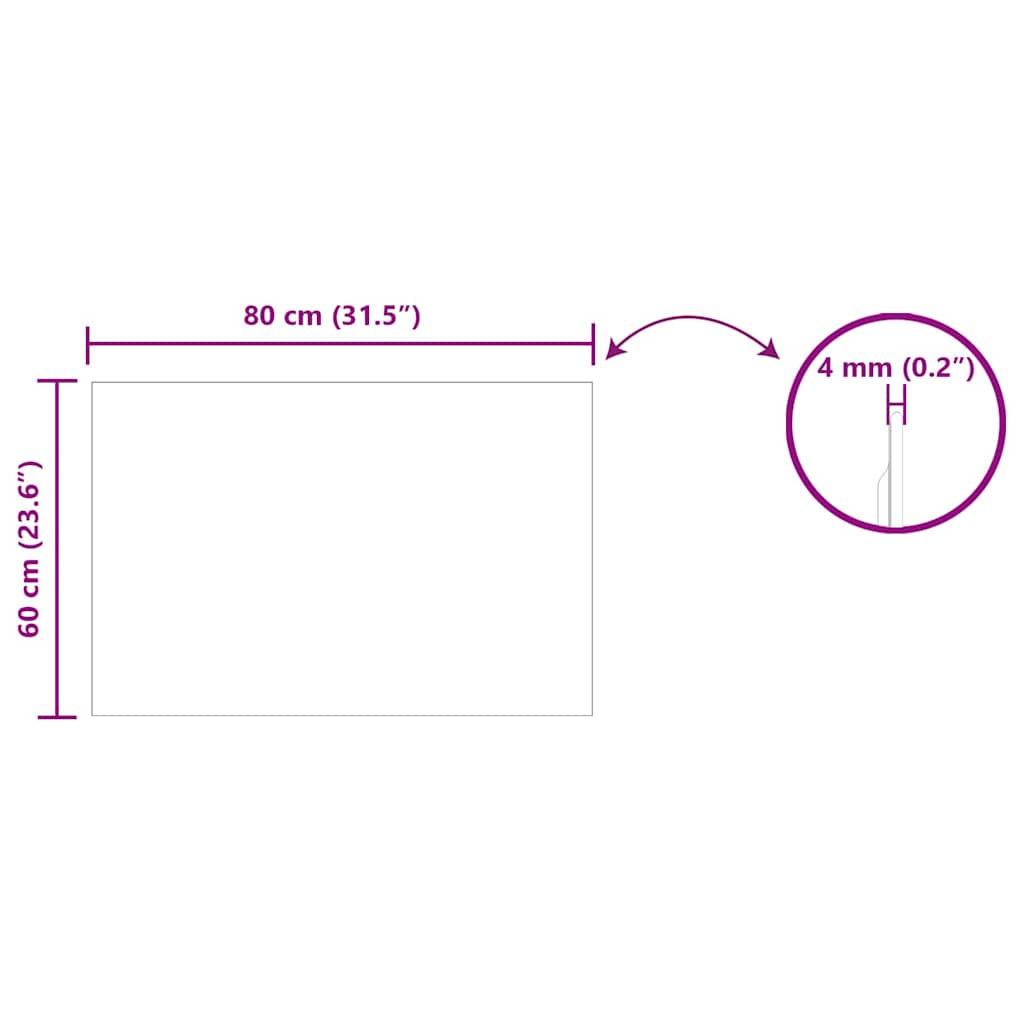 Ogledna de perete Dreptunghiular 80 x 60 cm sticlă securizată