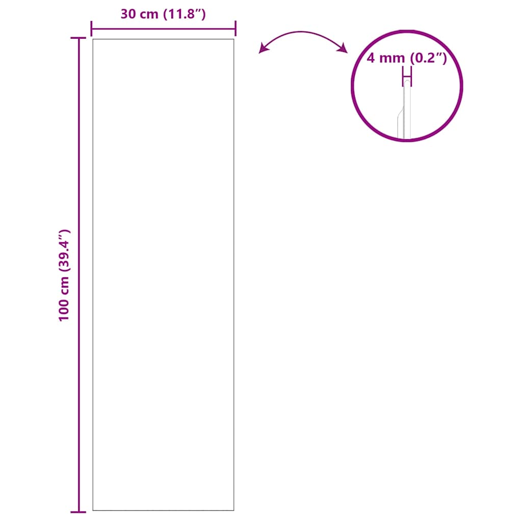 Ogledna de perete Dreptunghiular 30 x 100 cm sticlă securizată