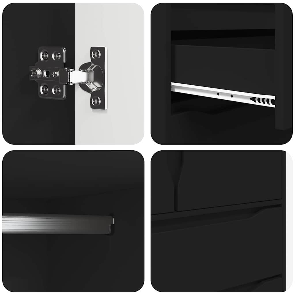 Dulap cu sertar cu ușă Negru 79,5 x 49 x 156 cm Lemn prelucrat