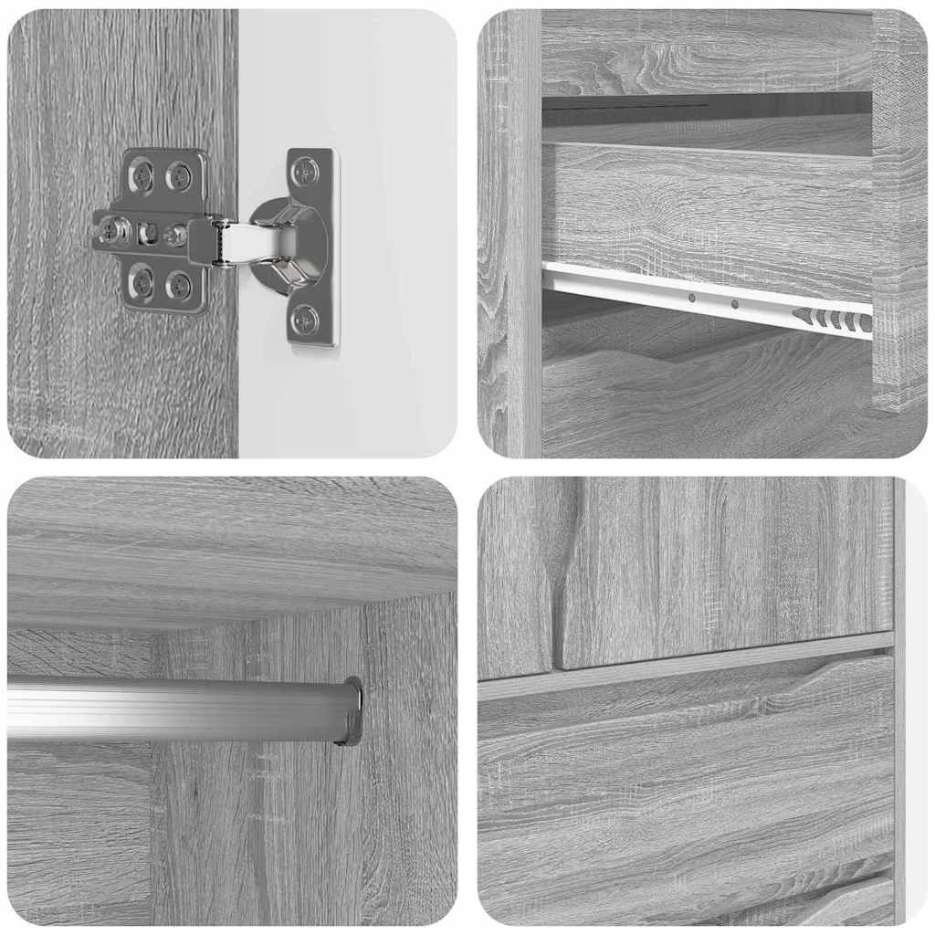 Dulap cu sertar Sonoma gri 79,5 x 49 x 156 cm Lemn prelucrat