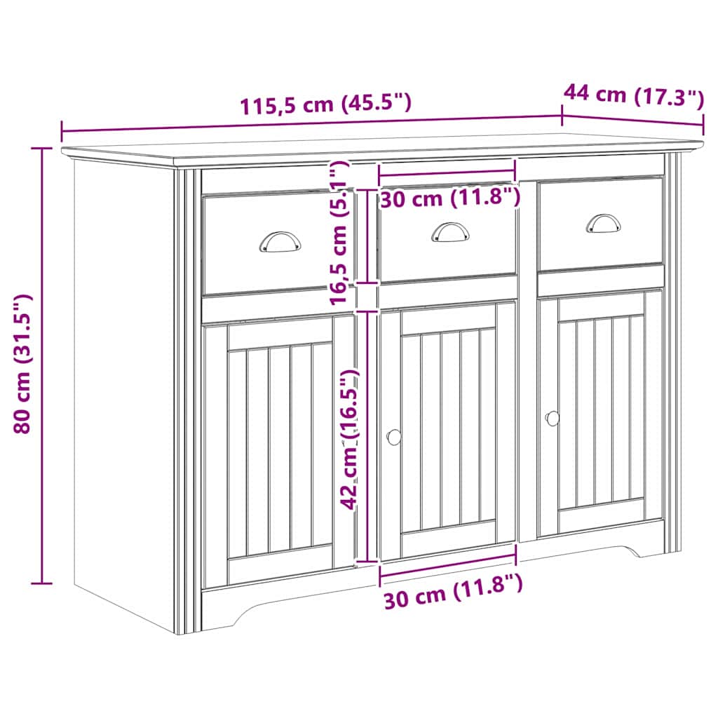 Bufet BODO Maro miere 115,5 x 44 x 80 cm Lemn compozit