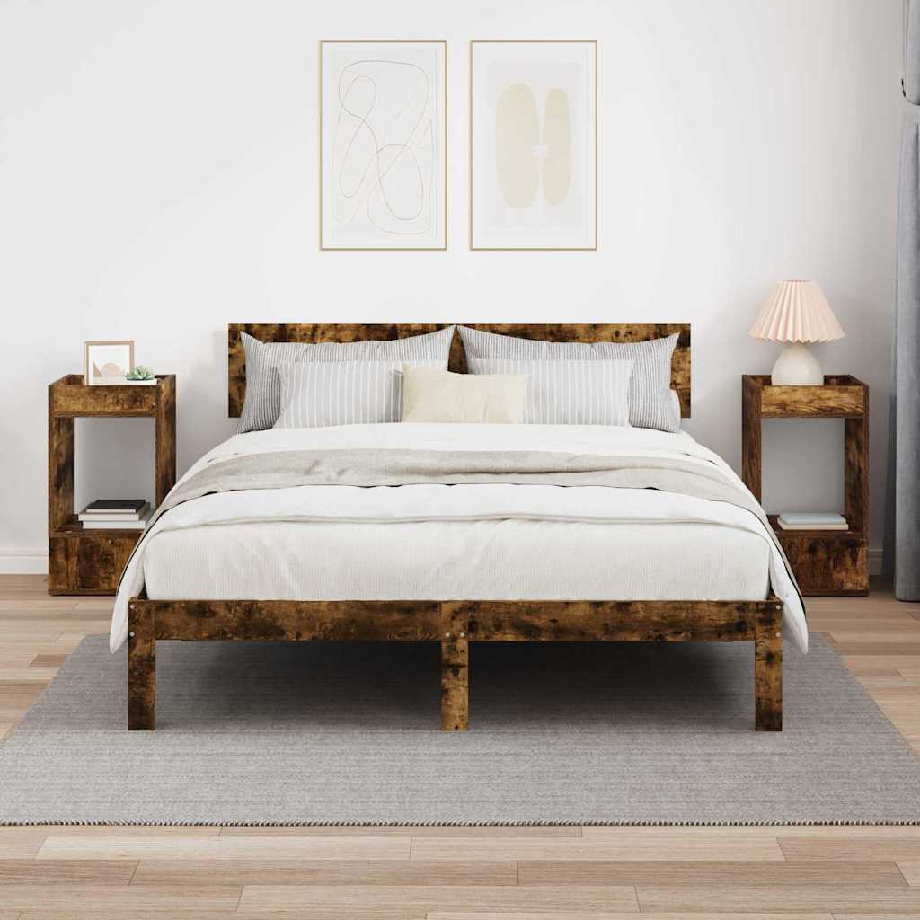 Masă laterală 2 pcs Stejar fumuriu 30 x 30 x 56 cm