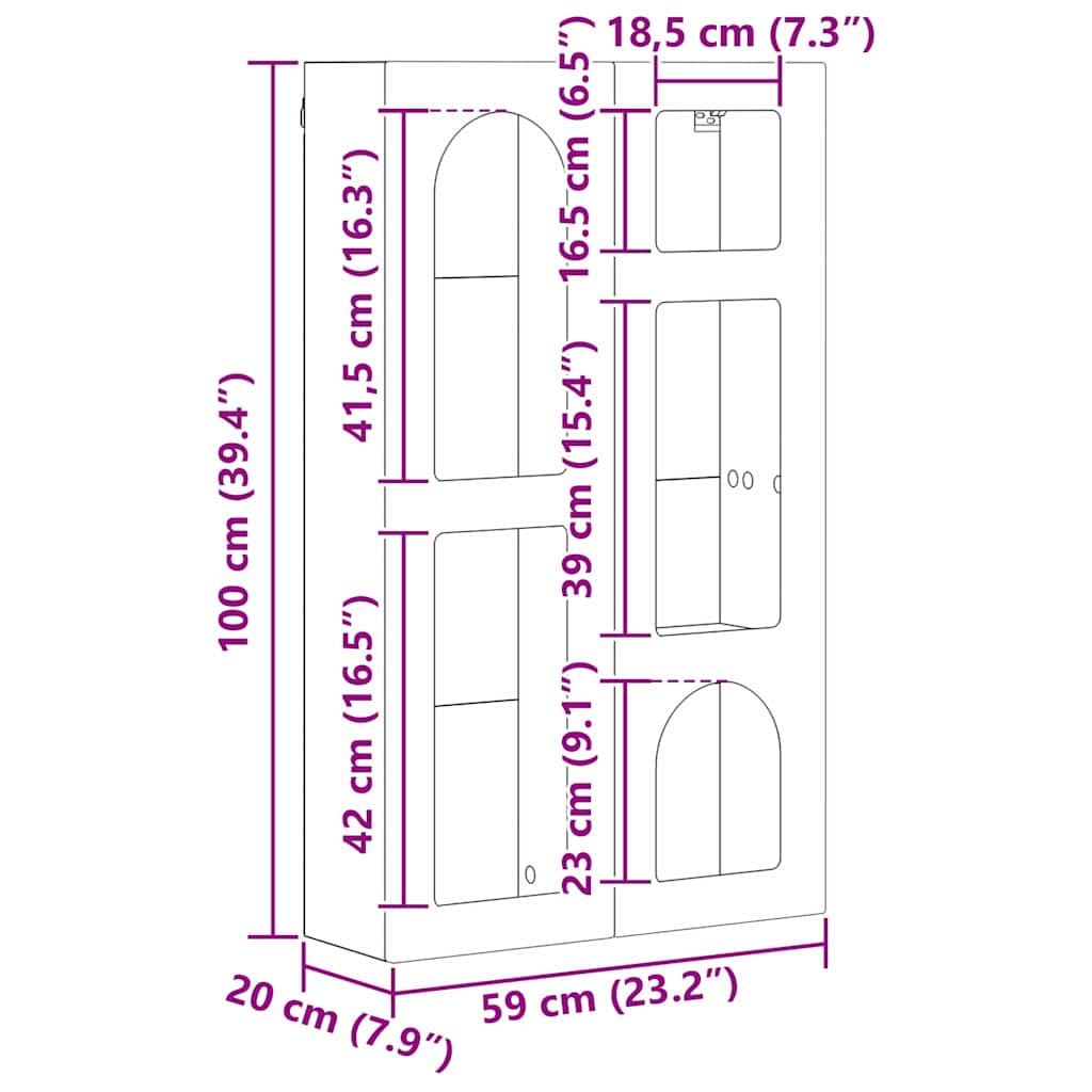 Dulap suspendat Stejar Artizanal 59 x 20 x 100 cm Lemn compozit