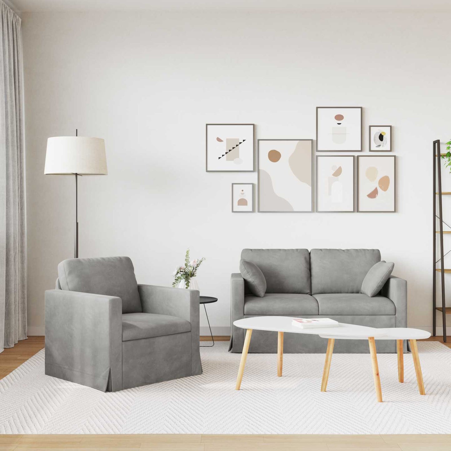 Set de canapea 2 pcs Gri deschis 138 x 78 x 80 cm Catifea