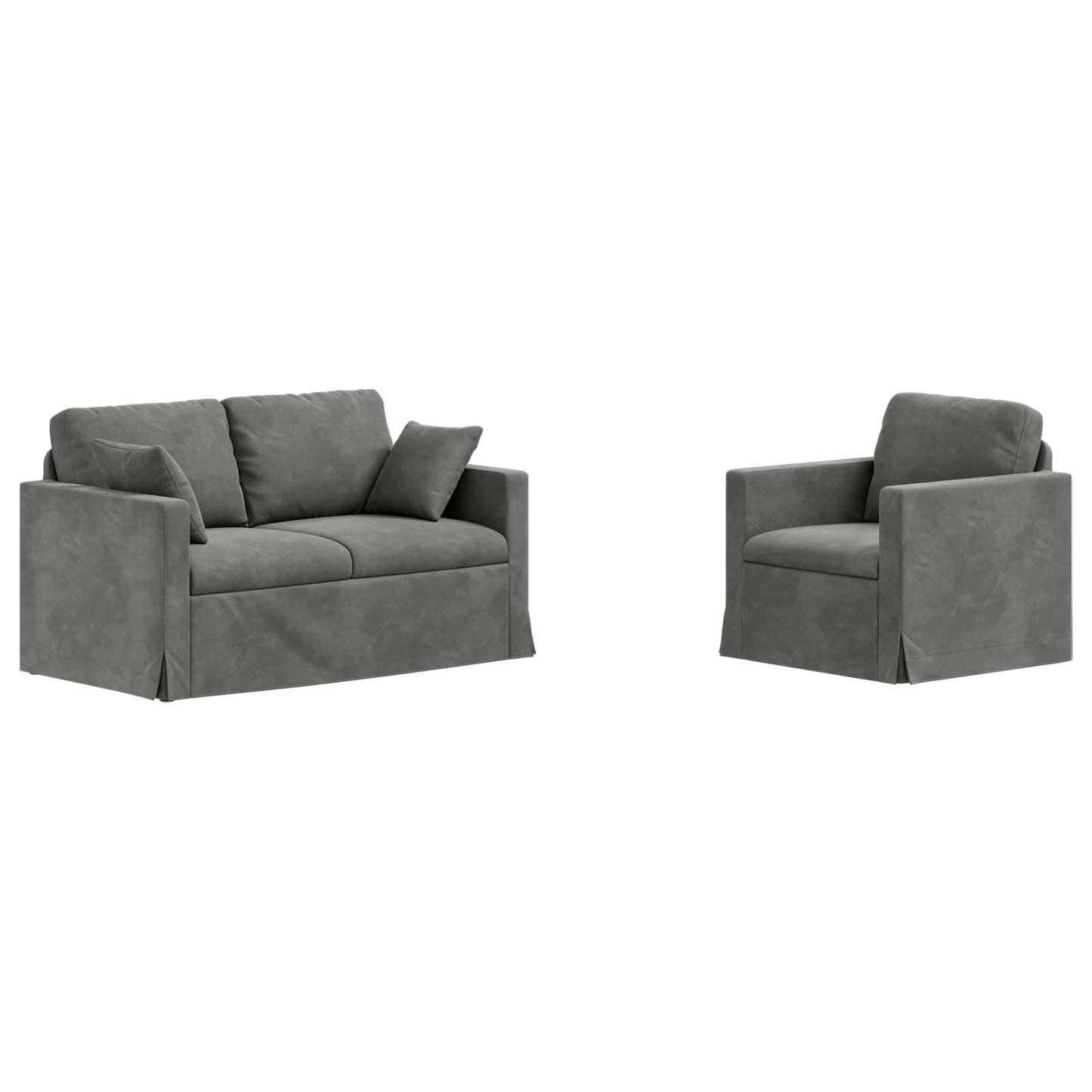 Set de canapea 2 pcs Gri închis 138 x 78 x 80 cm Catifea