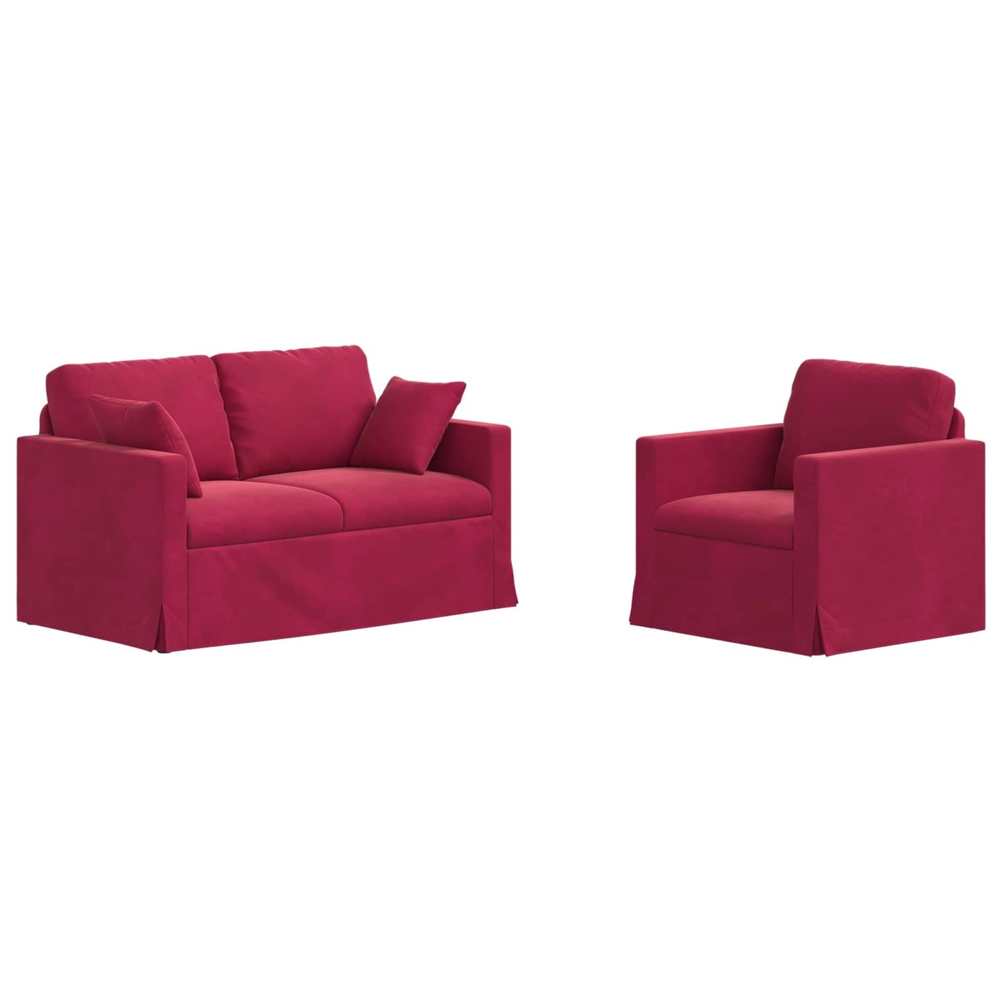 Set de canapea 2 pcs Roșu Vin 138 x 78 x 80 cm Catifea