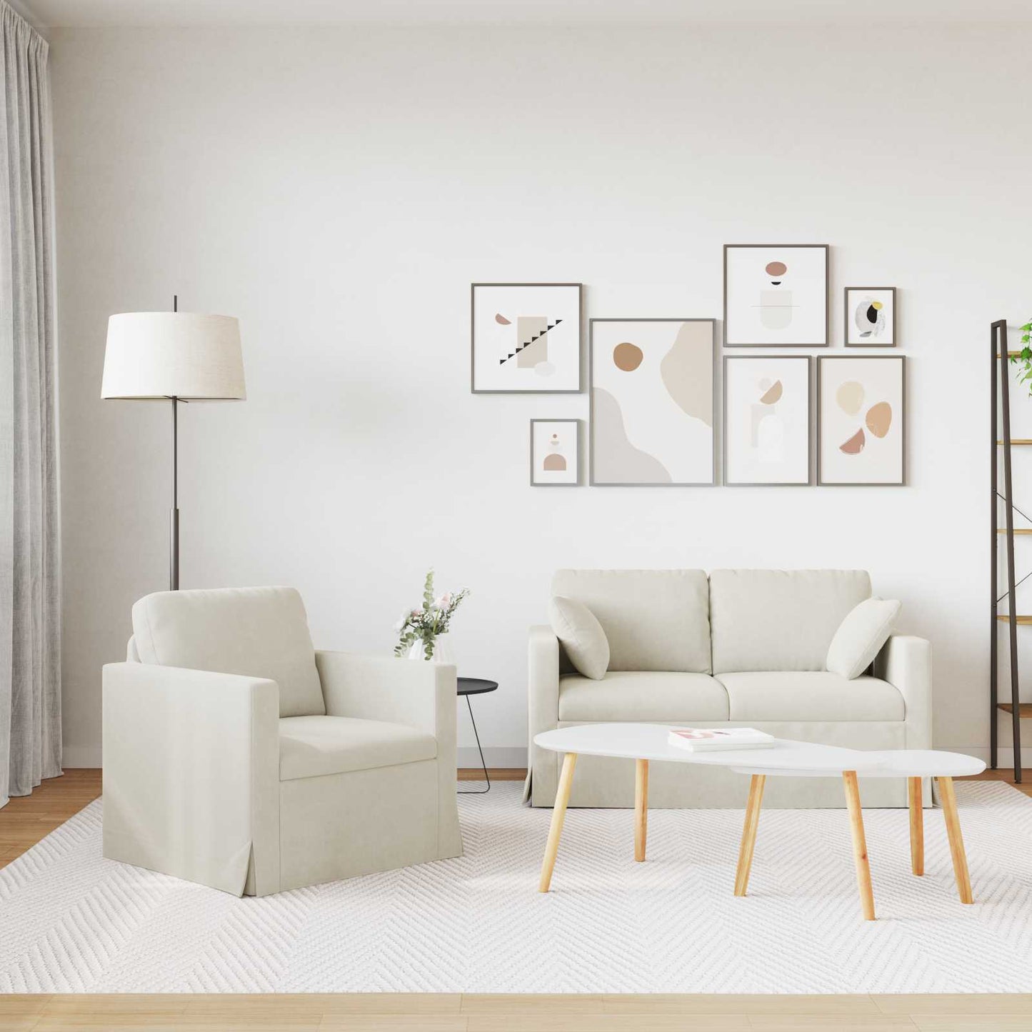 Set de canapea 2 pcs Crem 138 x 78 x 80 cm Catifea