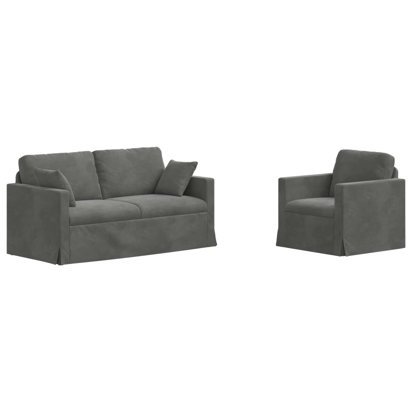 Canapea 2 pcs Gri închis 158 x 78 x 80 cm Catifea