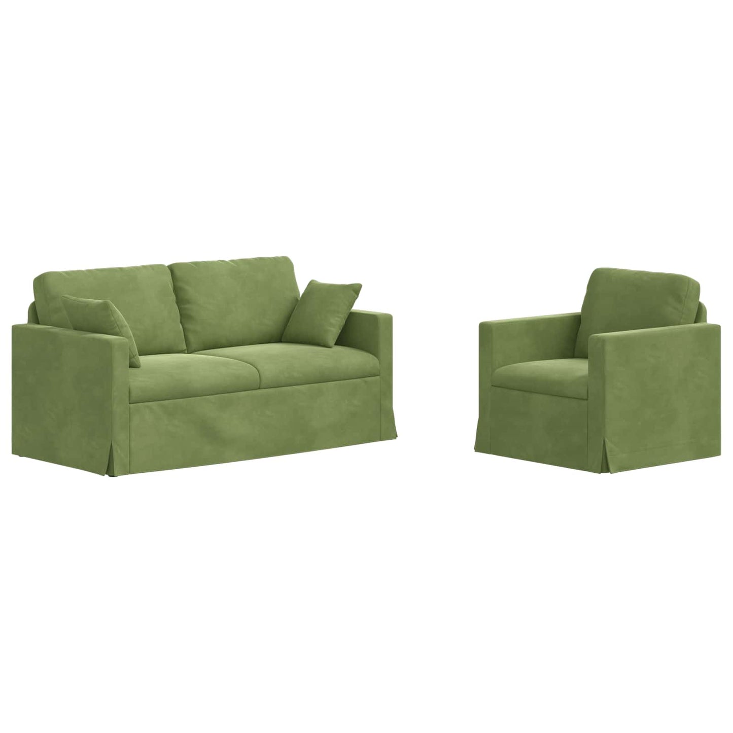 Canapea 2 pcs Verde deschis 158 x 78 x 80 cm Catifea