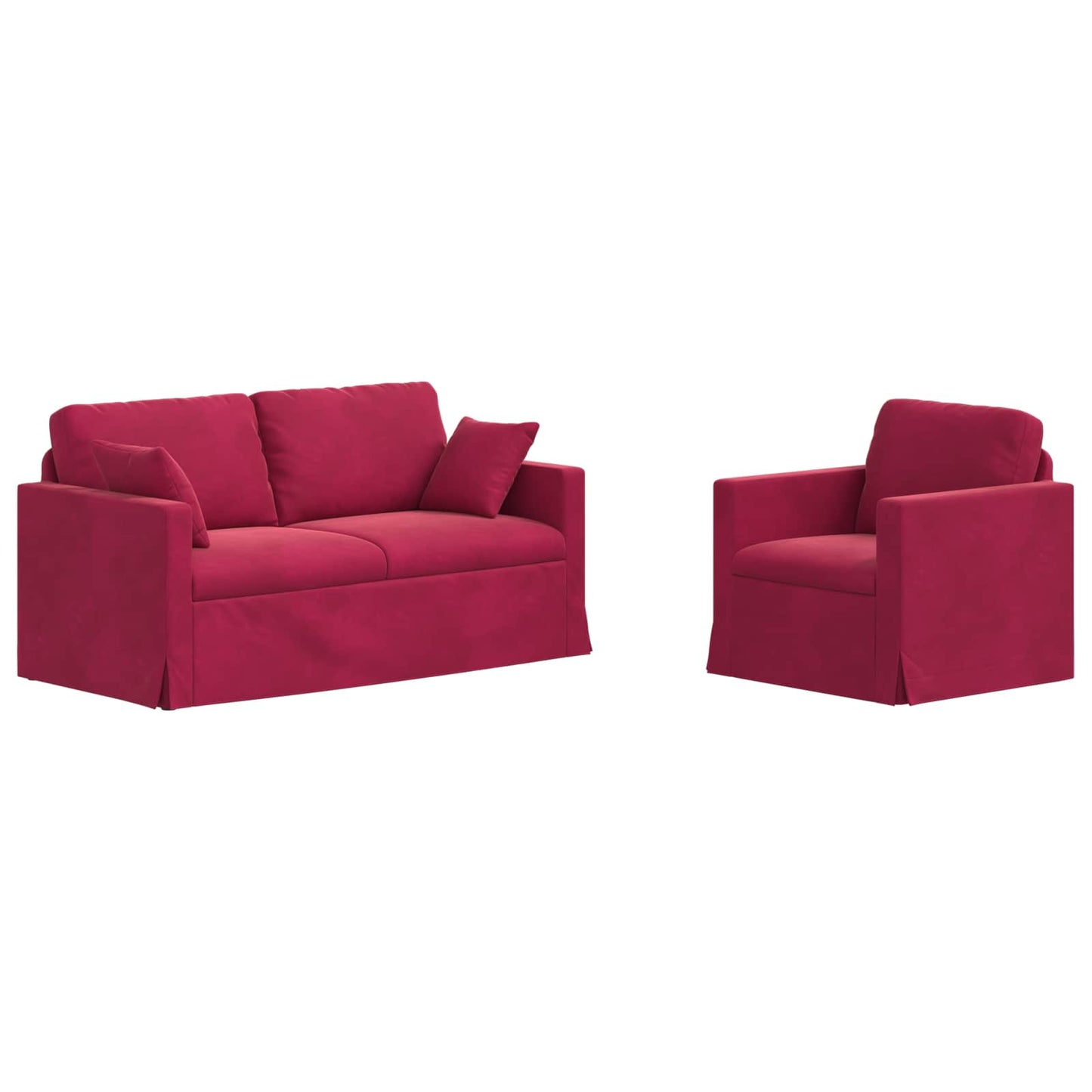 Canapea 2 pcs Roșu Vin 158 x 78 x 80 cm Catifea