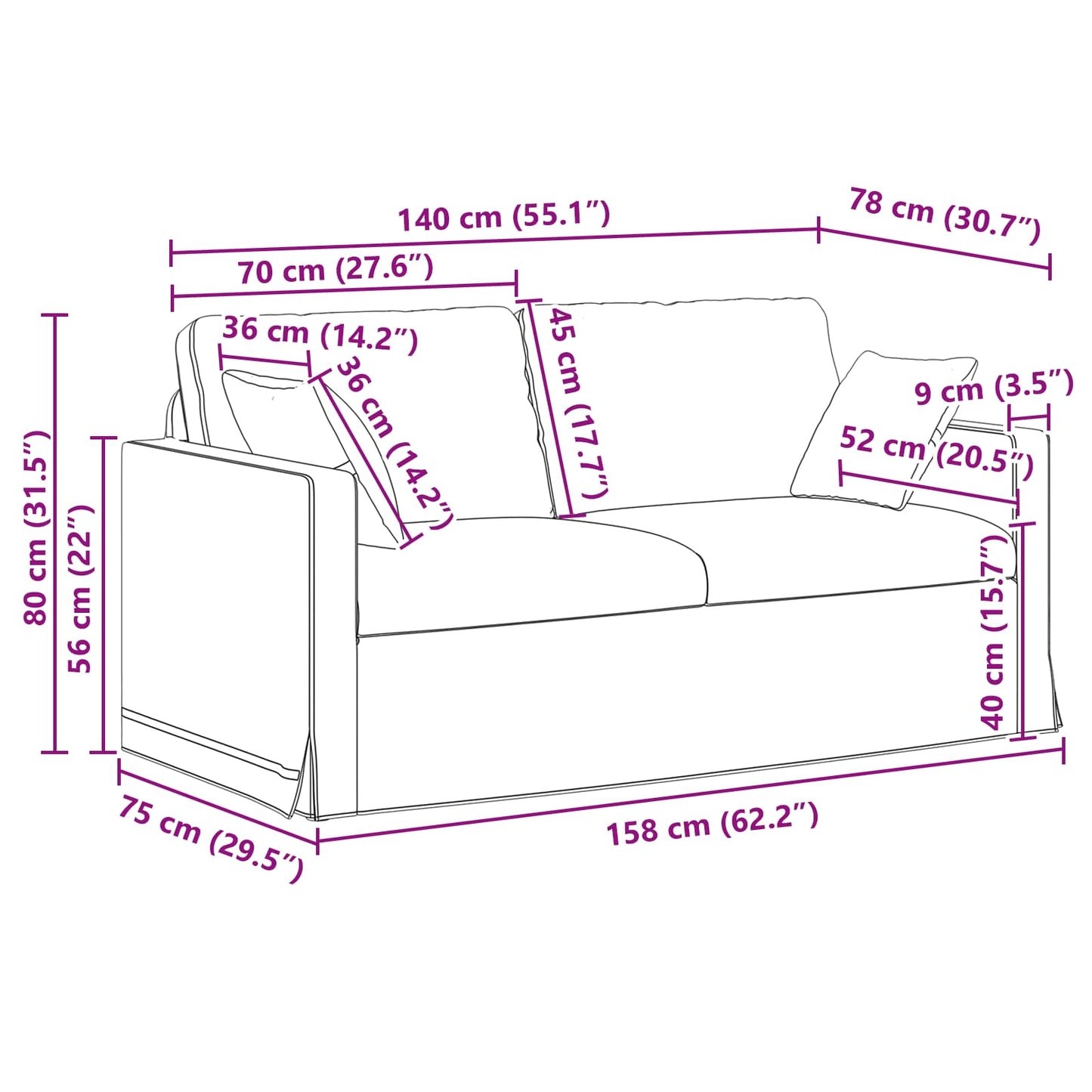 Canapea 2 pcs Negru 158 x 78 x 80 cm Catifea