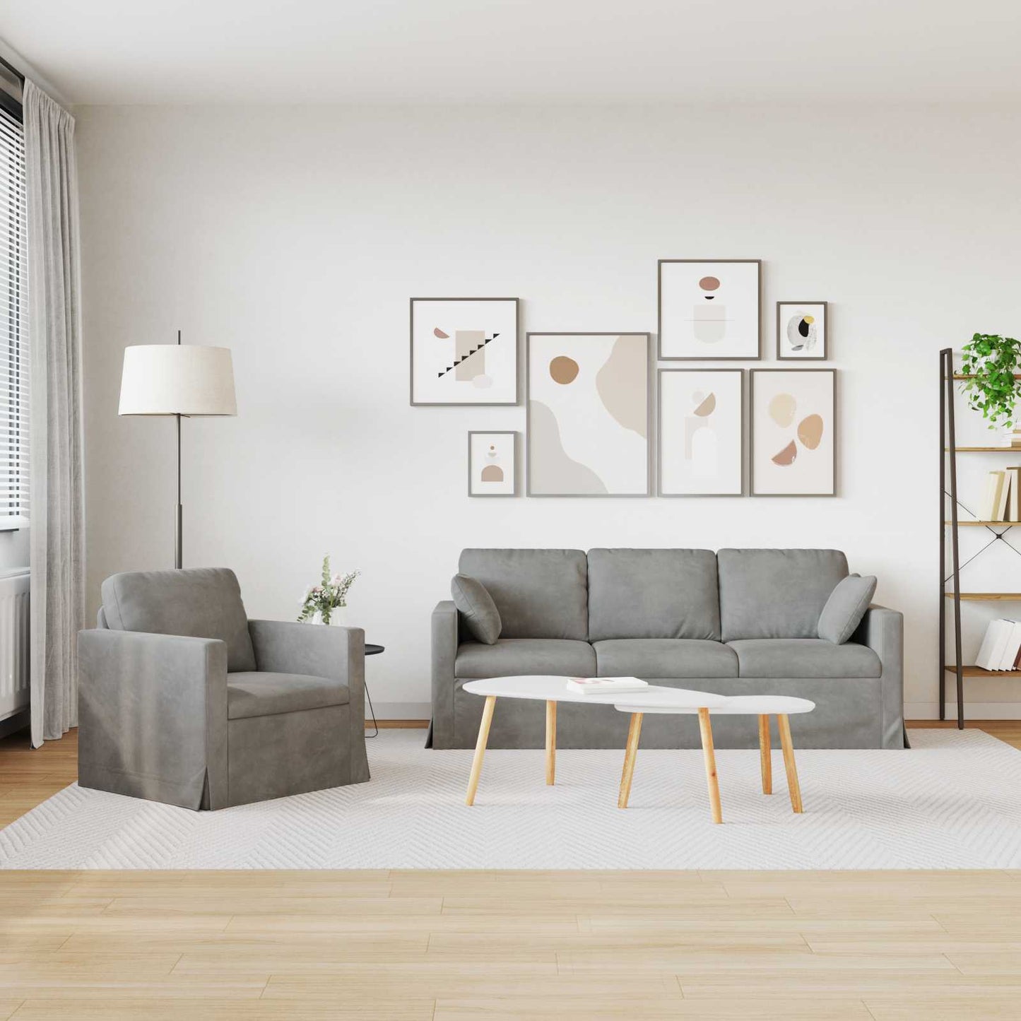 Canapea 2 pcs Gri deschis 198 x 78 x 80 cm Catifea