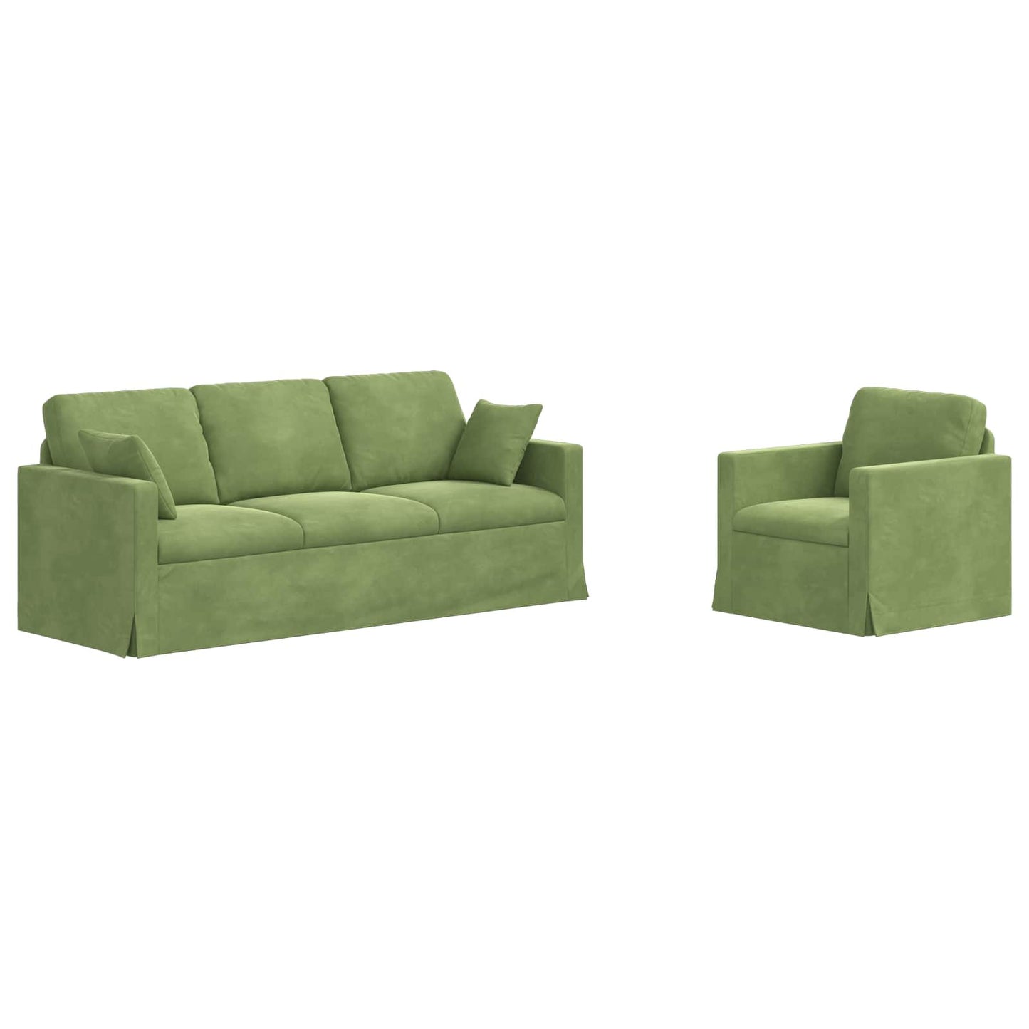 Canapea 2 pcs Verde deschis 198 x 78 x 80 cm Catifea