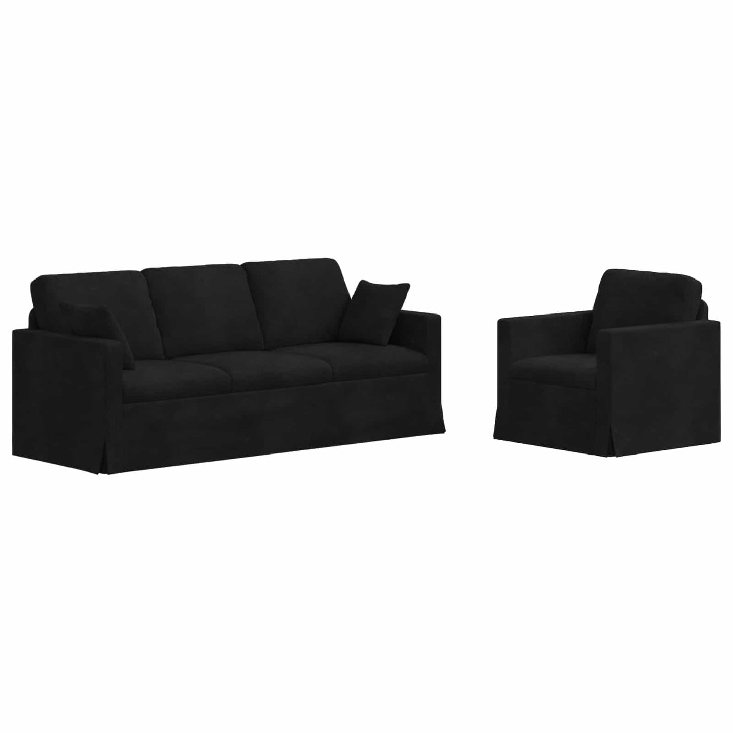 Canapea 2 pcs Negru 198 x 78 x 80 cm Catifea