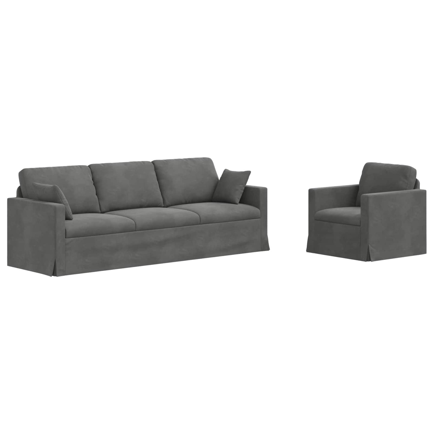 Canapea 2 pcs Gri închis 228 x 78 x 80 cm Catifea