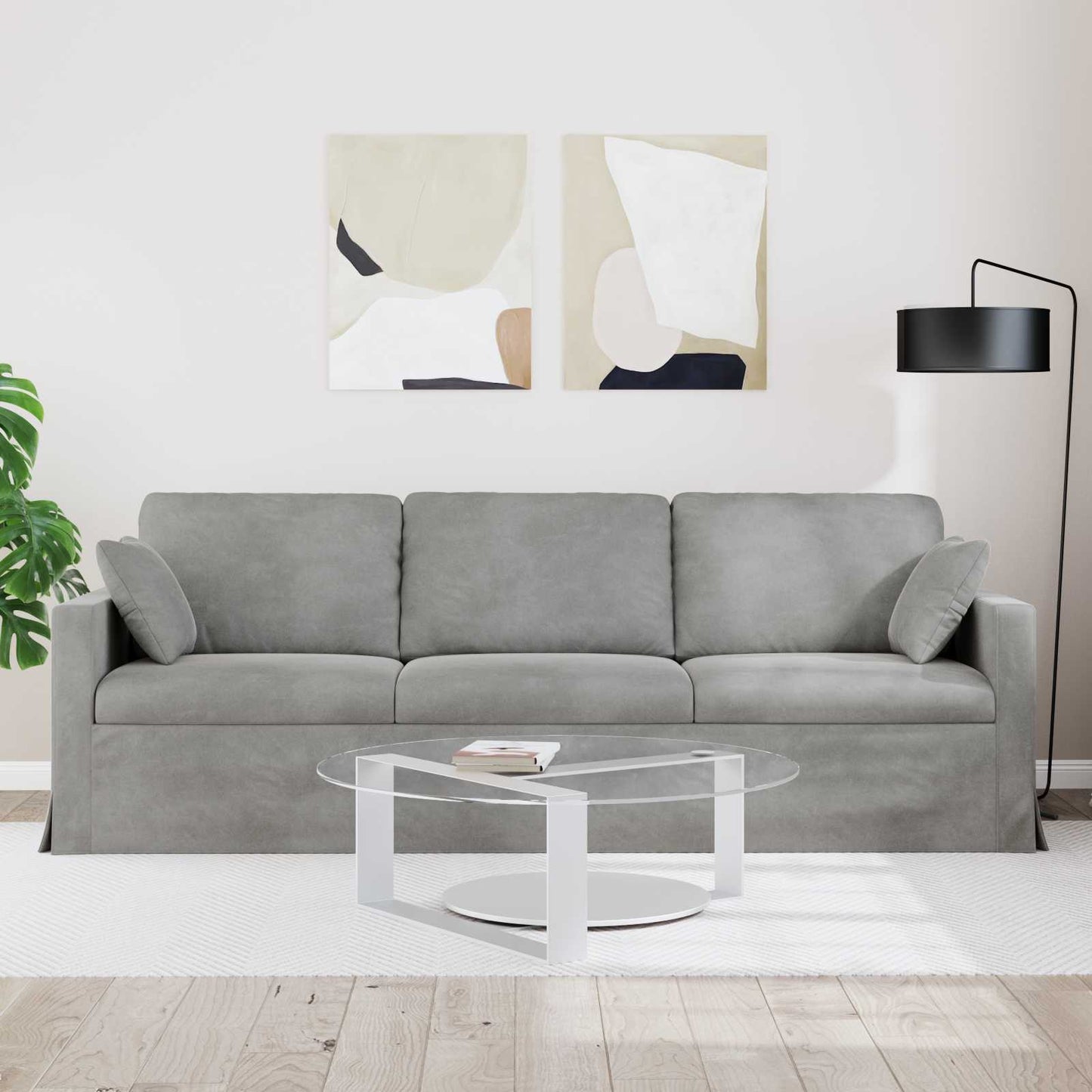 Canapea Gri deschis 228 x 78 x 80 cm Catifea