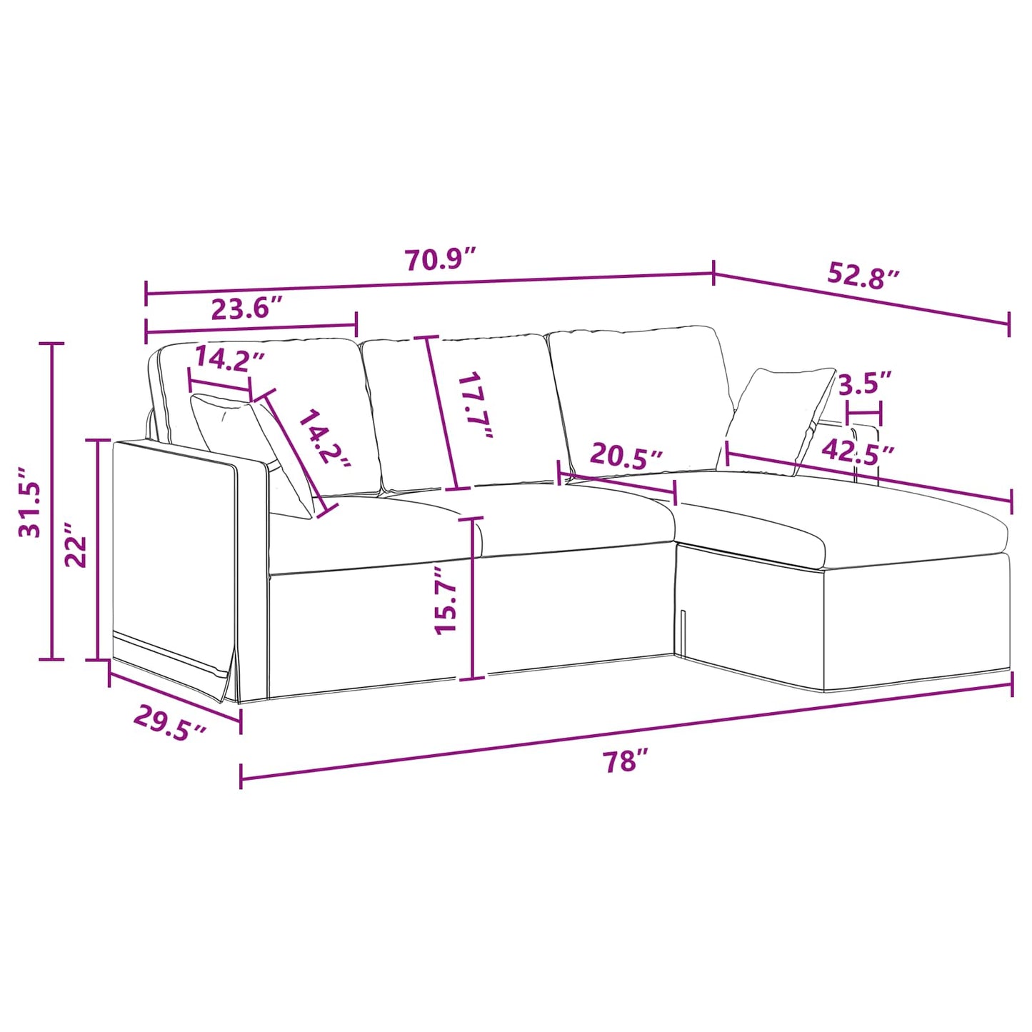 Canapea Gri închis 198 x 134 x 80 cm Catifea