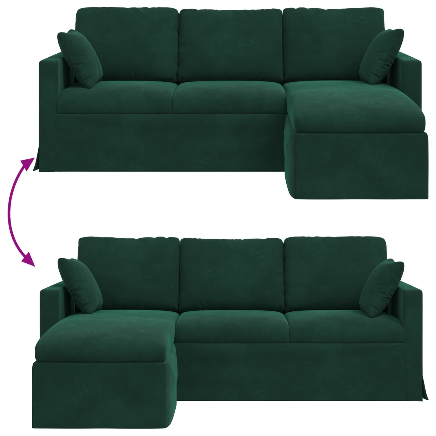 Canapea Verde închis 198 x 134 x 80 cm Catifea