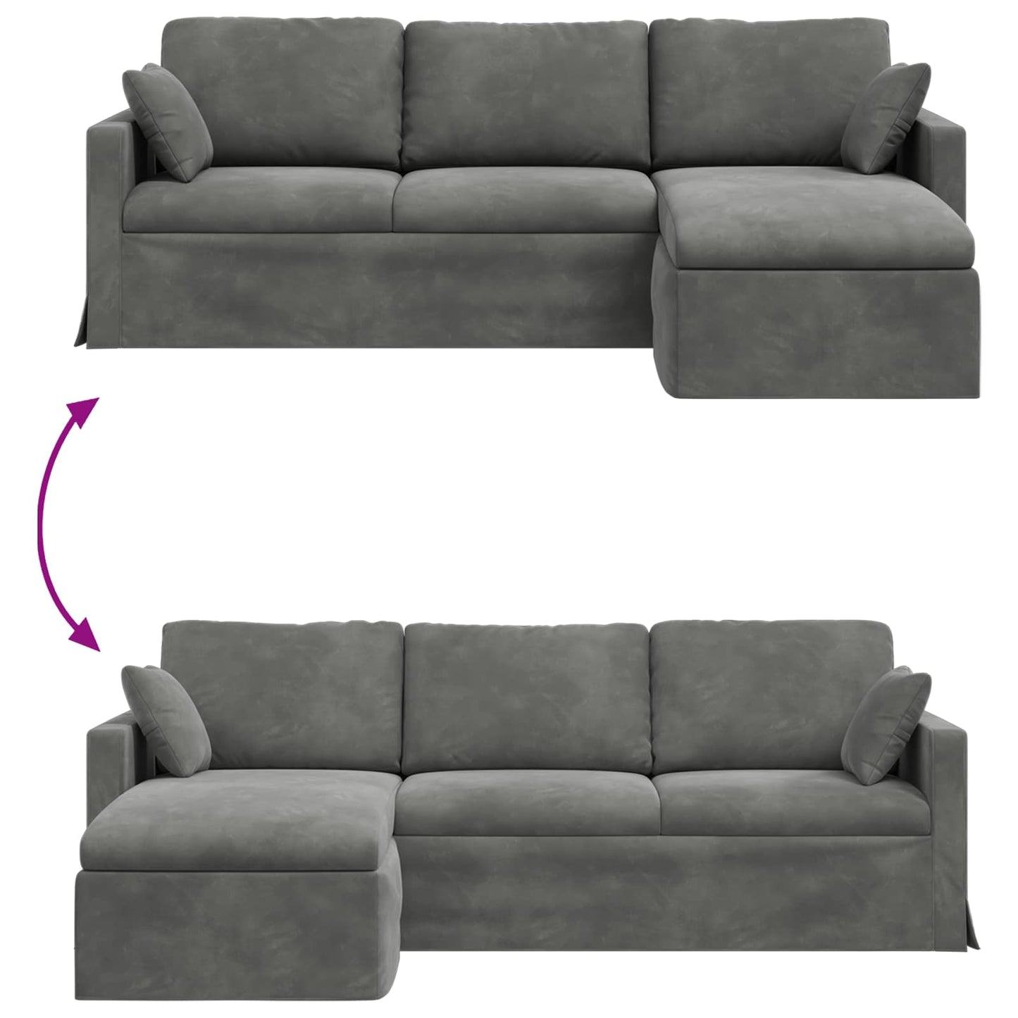 Canapea Gri închis 198 x 134 x 80 cm Catifea