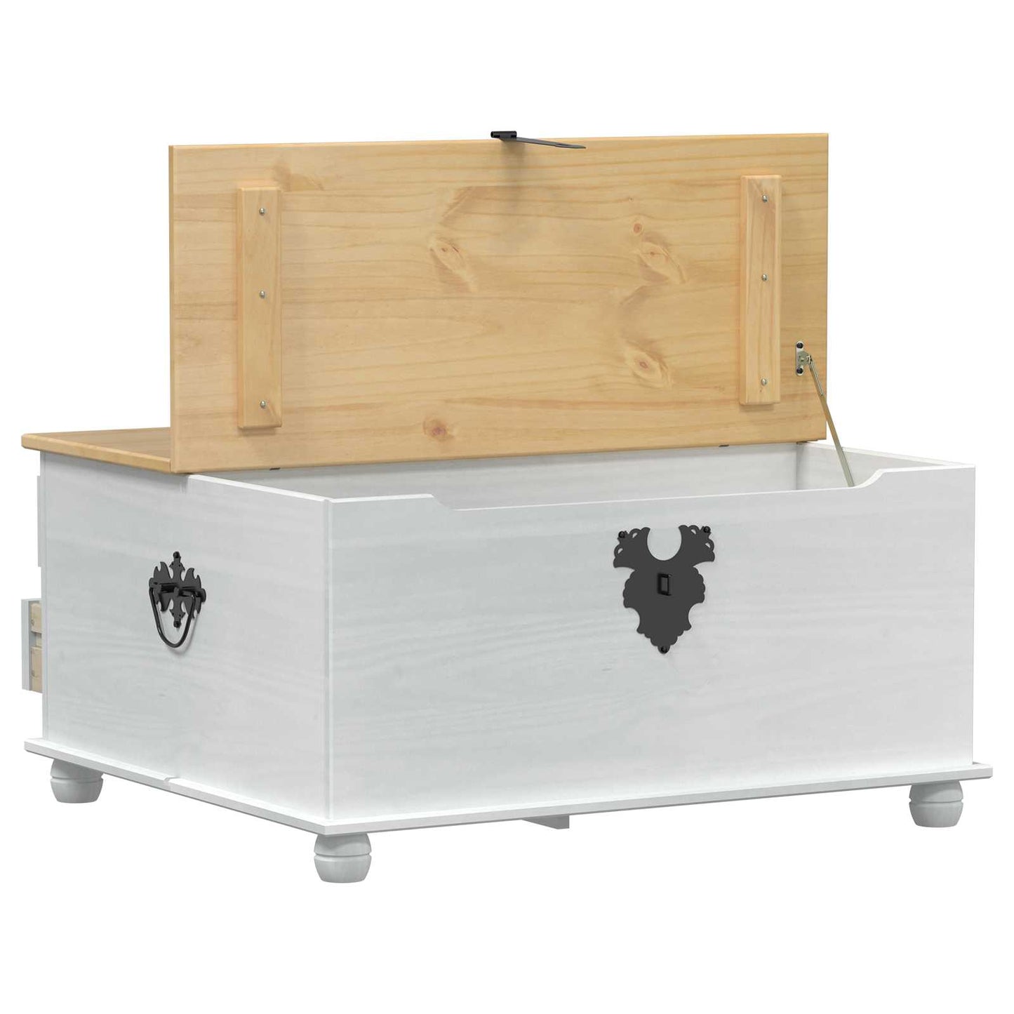 storage box cu sertar Alb 90 x 78 x 45 cm Lemn de pin masiv