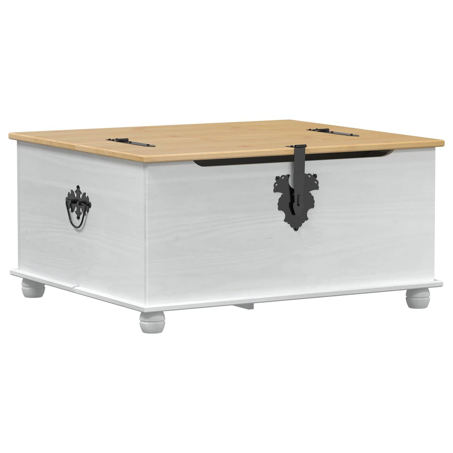 storage box cu sertar Alb 90 x 78 x 45 cm Lemn de pin masiv