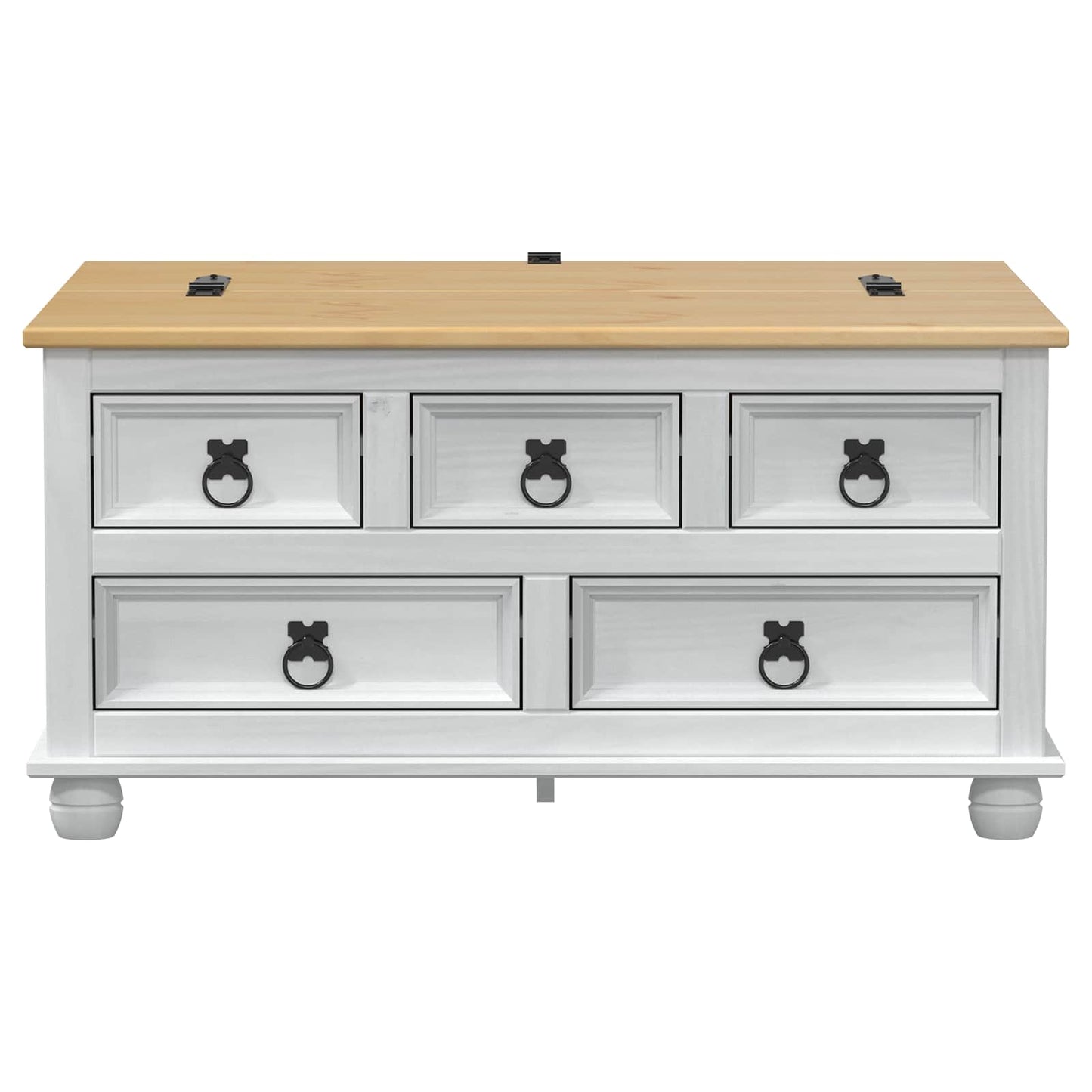 storage box cu sertar Alb 90 x 78 x 45 cm Lemn de pin masiv