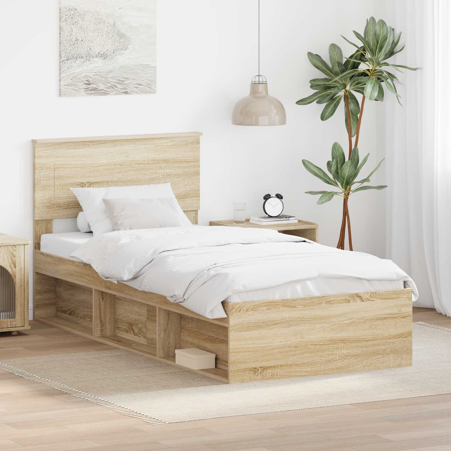Cadru de pat cu headboard Sonoma 90 x 190 cm Lemn compozit
