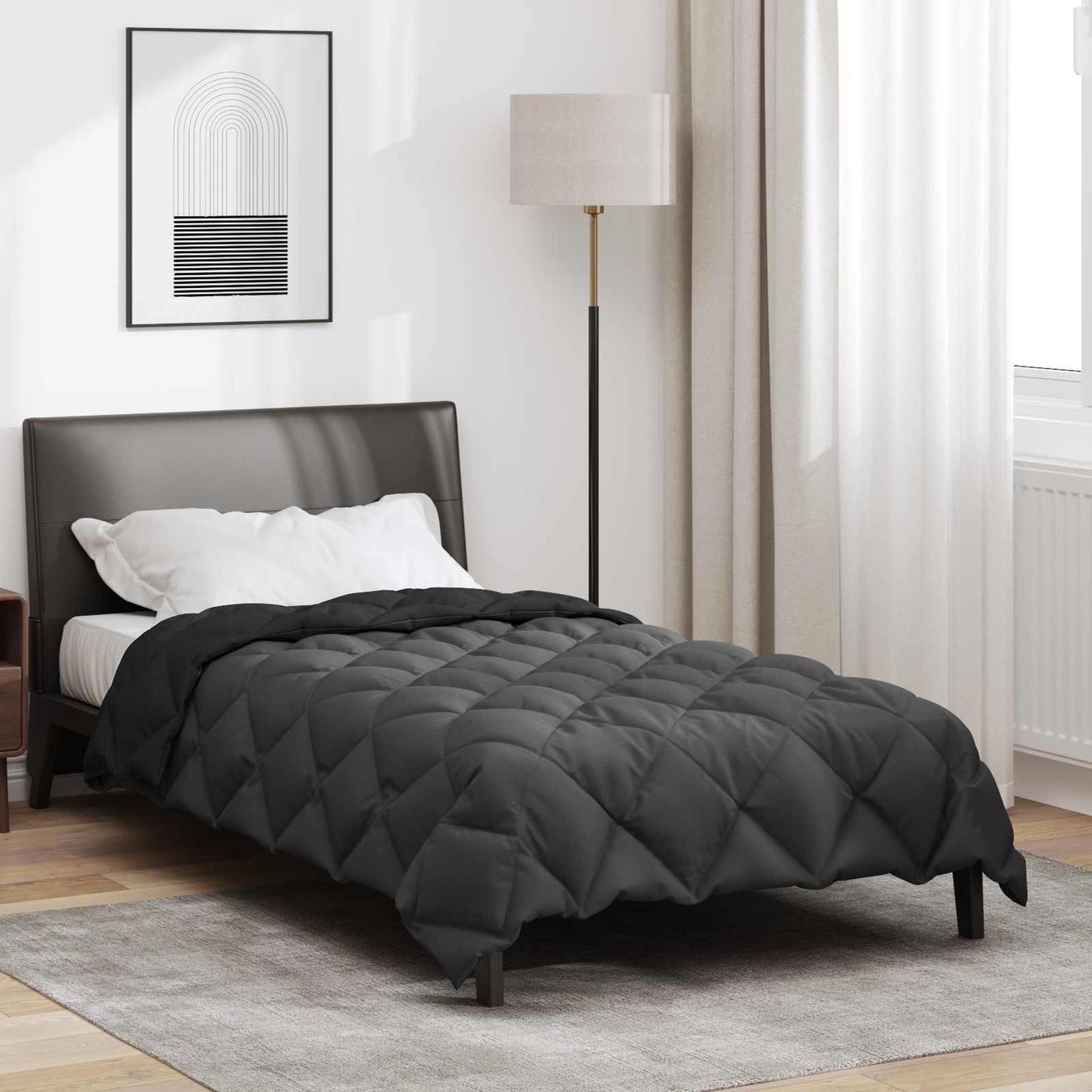 Duvet de iarnă Negru și antracit 200 x 135 cm Microfibră