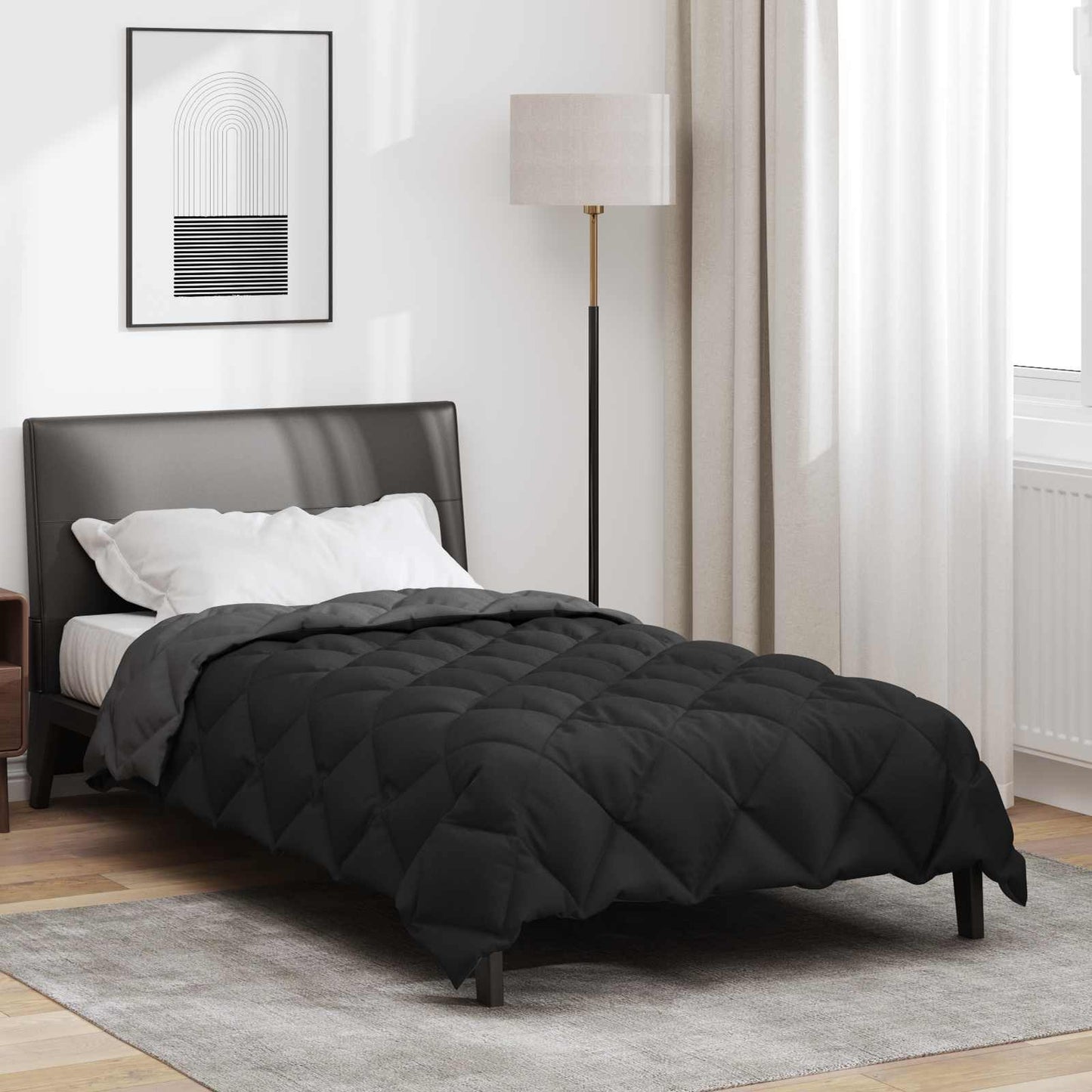 Duvet de iarnă Negru și antracit 200 x 135 cm Microfibră