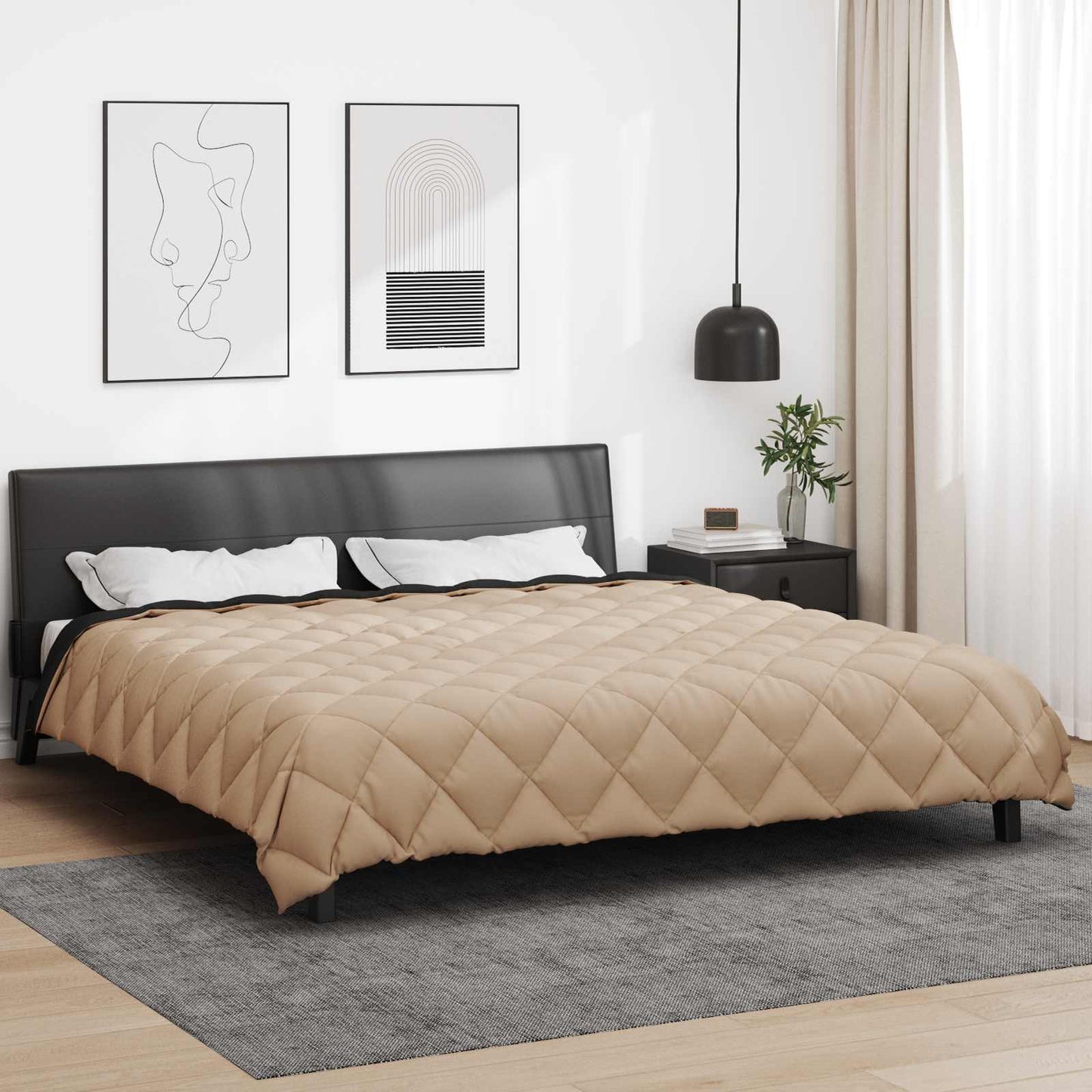 Duvet de iarnă Negru și Taupe 200 x 200 cm Microfibră