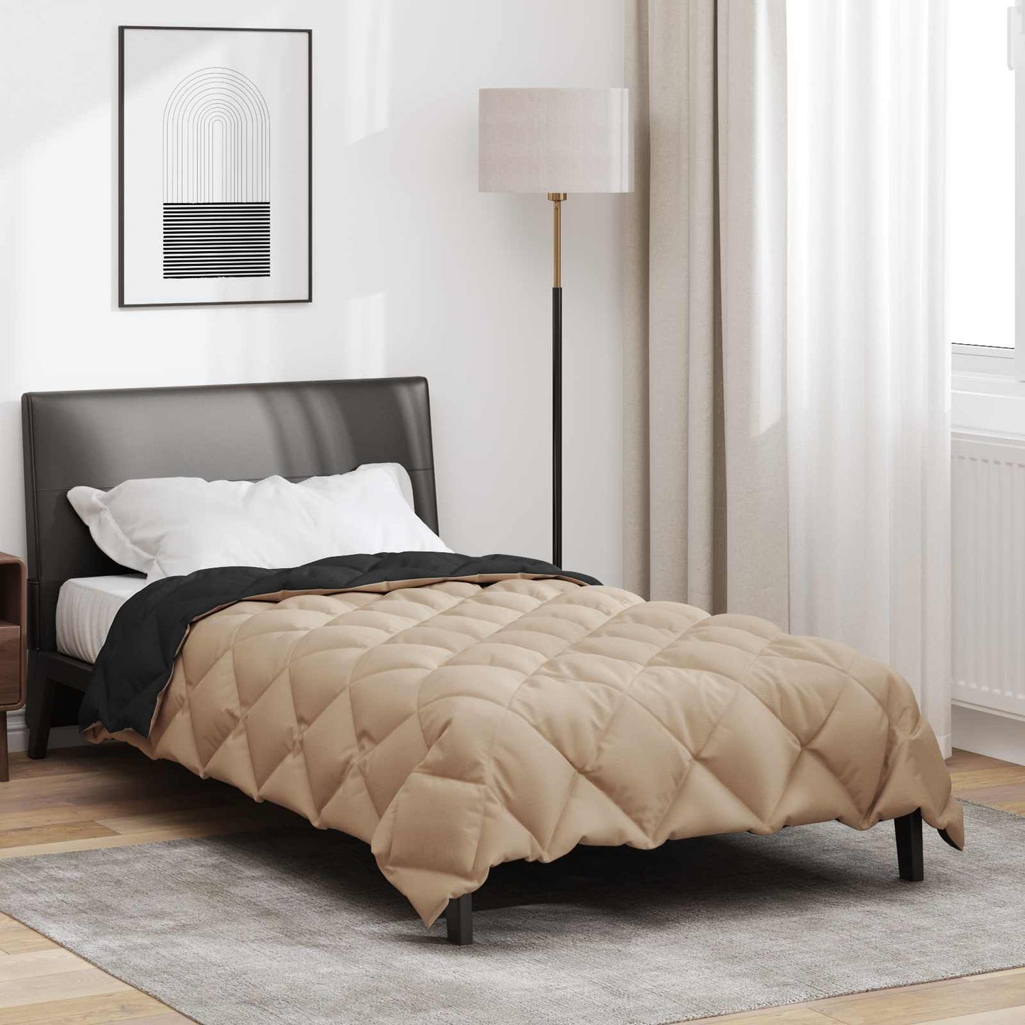Duvet de iarnă Negru și Taupe 220 x 155 cm Microfibră