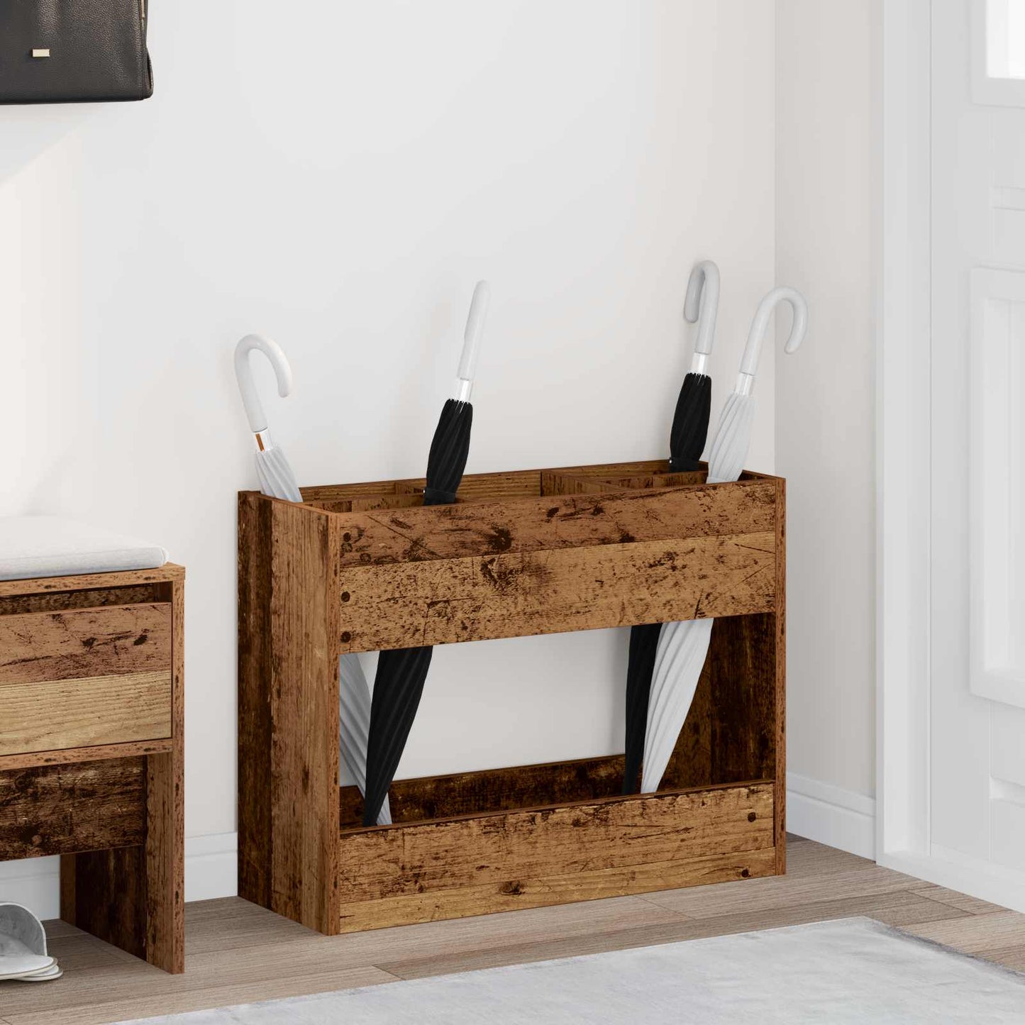 Suport pentru umbrele Lemn vechi 65 x 24 x 50 cm Lemn compozit