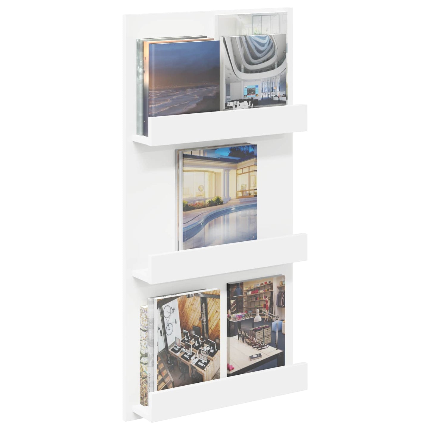 Raft pentru reviste cu raft Alb 51 x 11 x 102 cm Lemn compozit