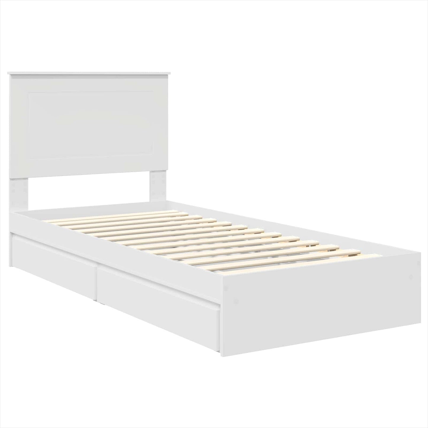 Pat cu storage cu headboard Alb 75 x 190 cm Lemn compozit
