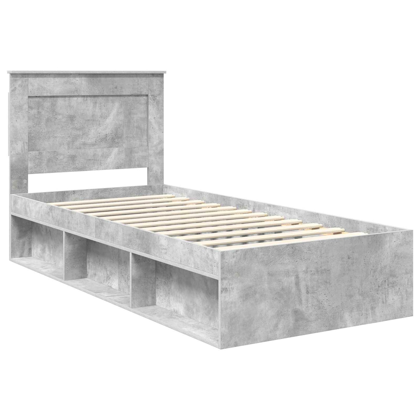 Cadru de pat Gri Concret 75 x 190 cm Lemn de pin masiv