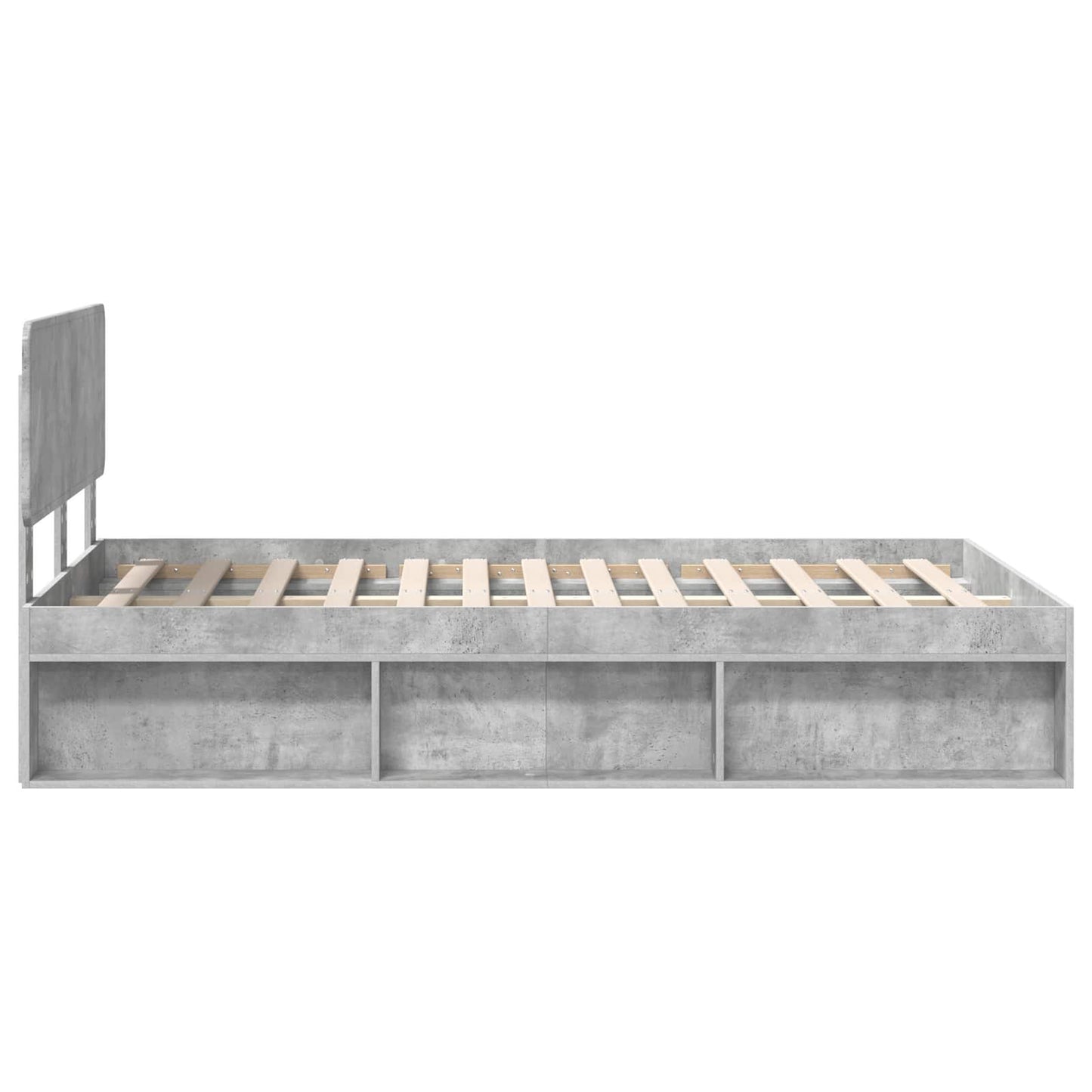 Cadru de pat Gri Concret 135 x 190 cm Lemn de pin masiv