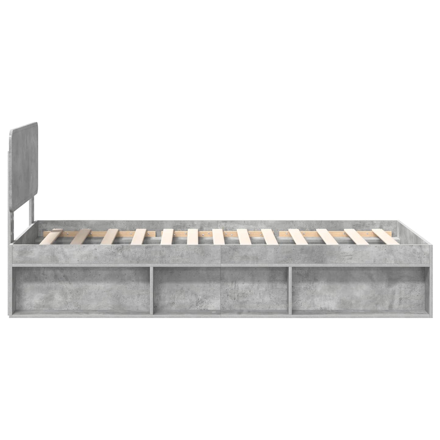 Cadru de pat Gri Concret 75 x 190 cm Lemn de pin masiv