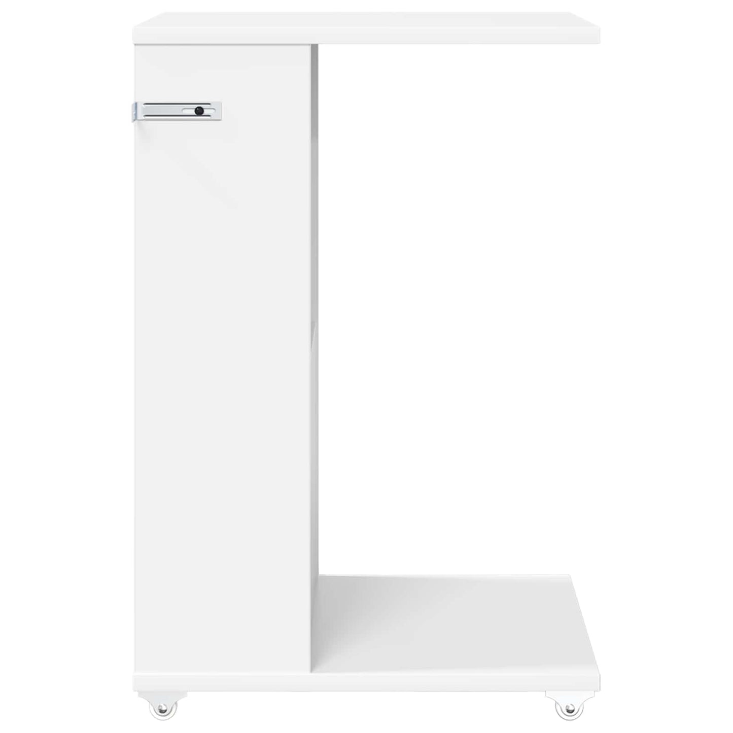 Masă laterală cu roata Alb 40 x 35 x 60 cm Lemn compozit