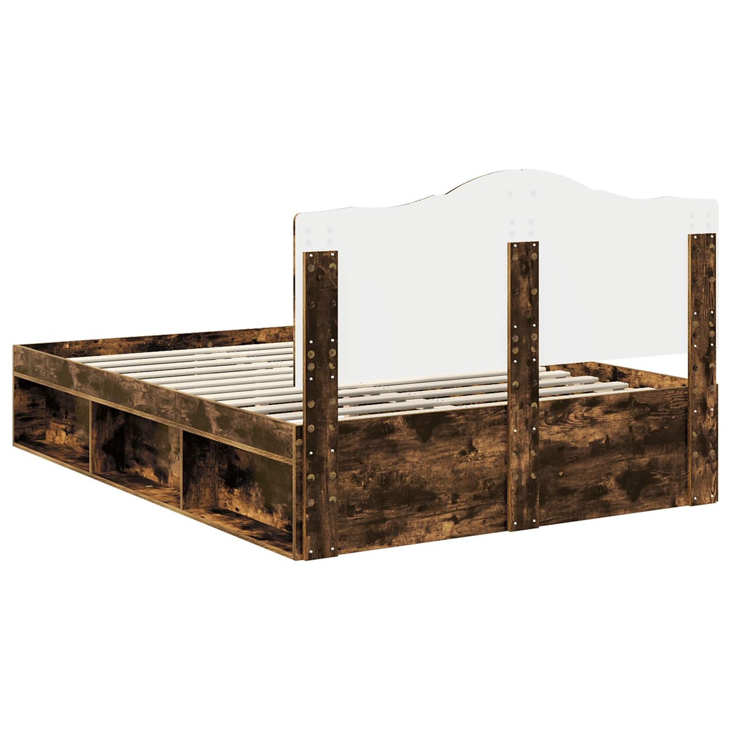 Cadru de pat Stejar fumuriu 140 x 190 cm Lemn de pin masiv