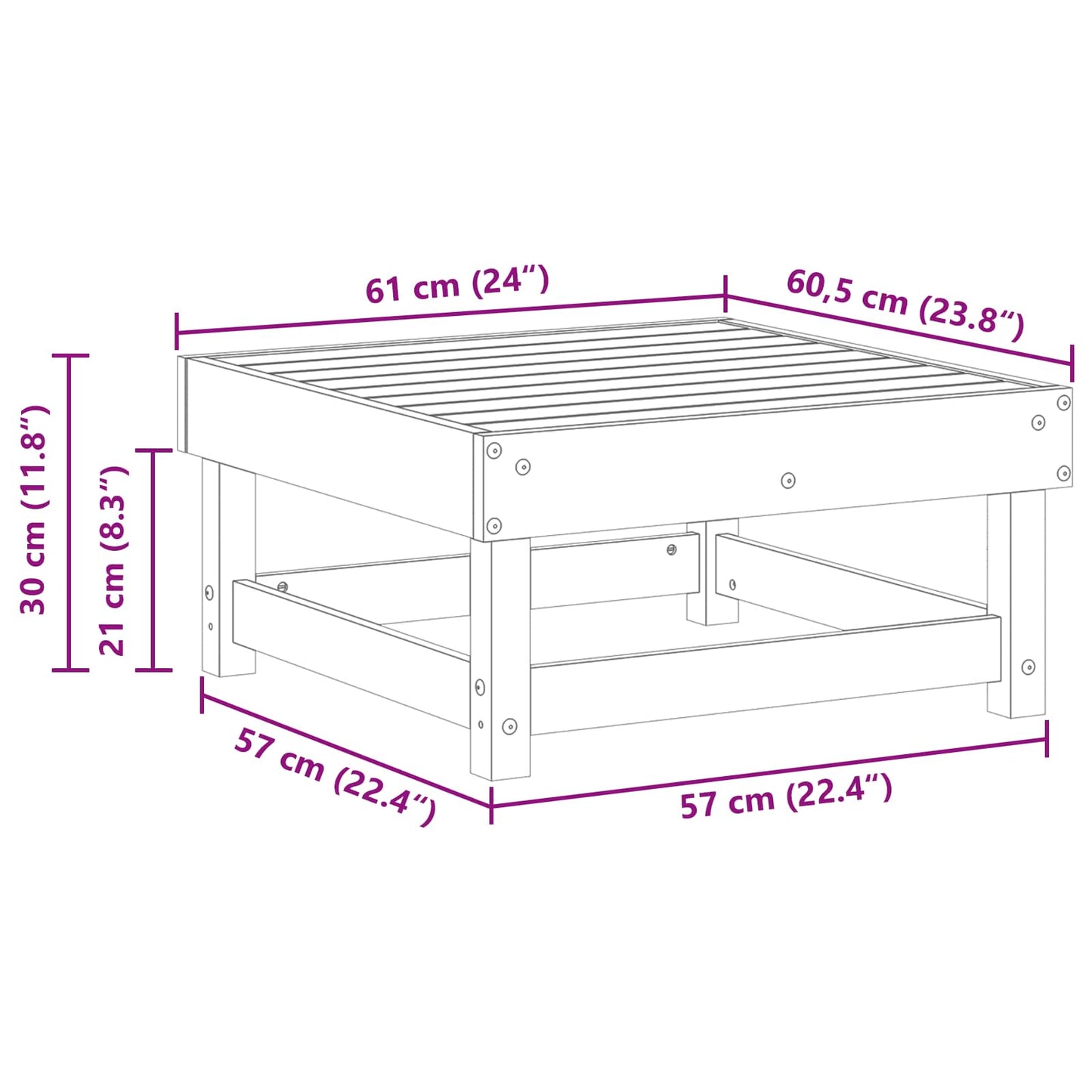 Suport pentru picioare de grădină Lemn masiv de pin Maro Ceară