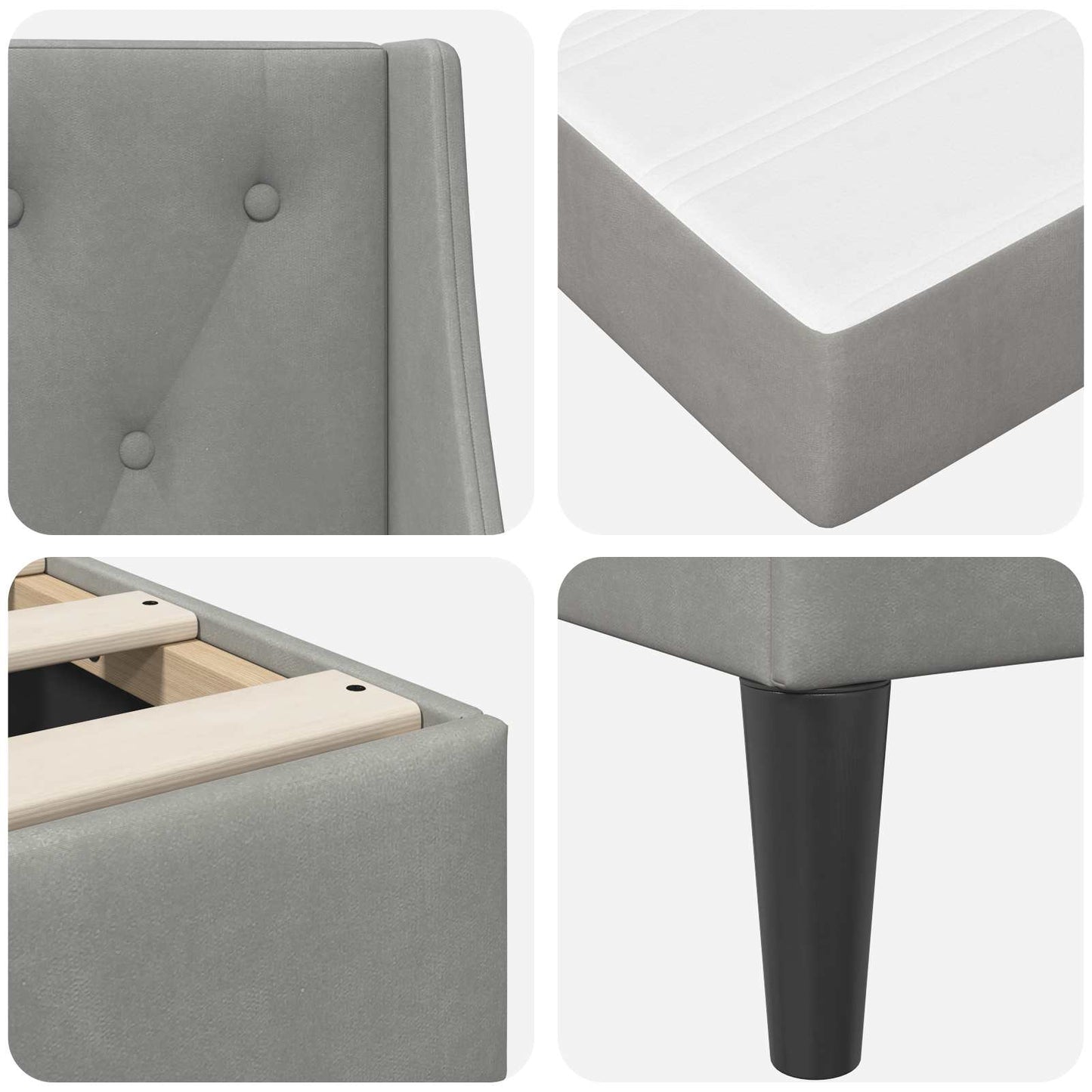 Cadru de pat cu saltea Gri deschis 140 x 190 cm Catifea