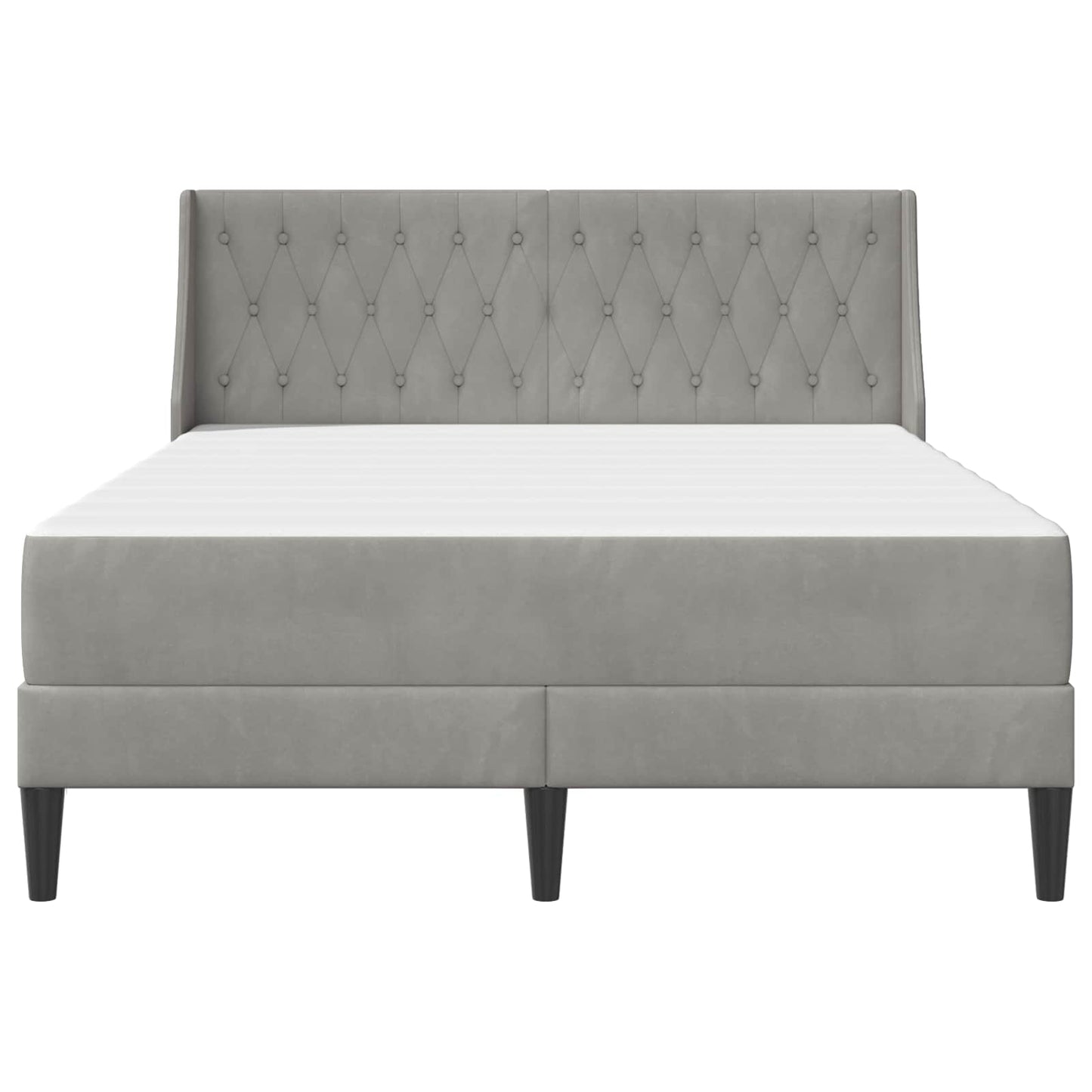 Cadru de pat cu saltea Gri deschis 140 x 190 cm Catifea