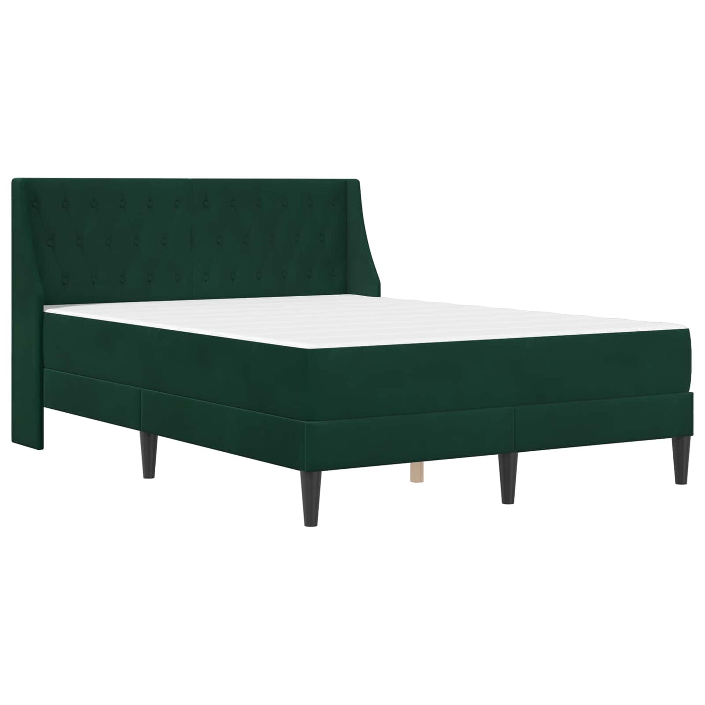 Cadru de pat cu saltea Verde închis 140 x 190 cm Catifea