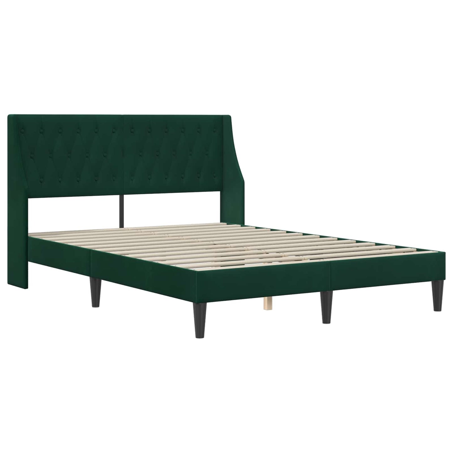 Cadru de pat cu saltea Verde închis 140 x 190 cm Catifea