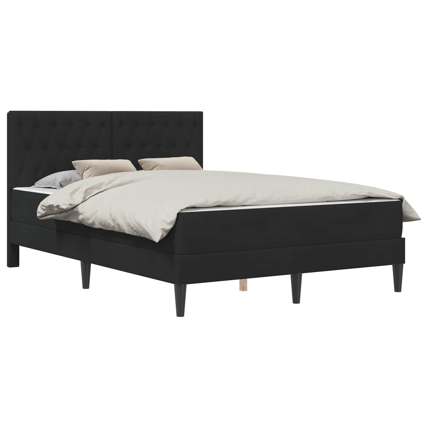 Cadru de pat cu saltea cu headboard Negru 120 x 190 cm Catifea