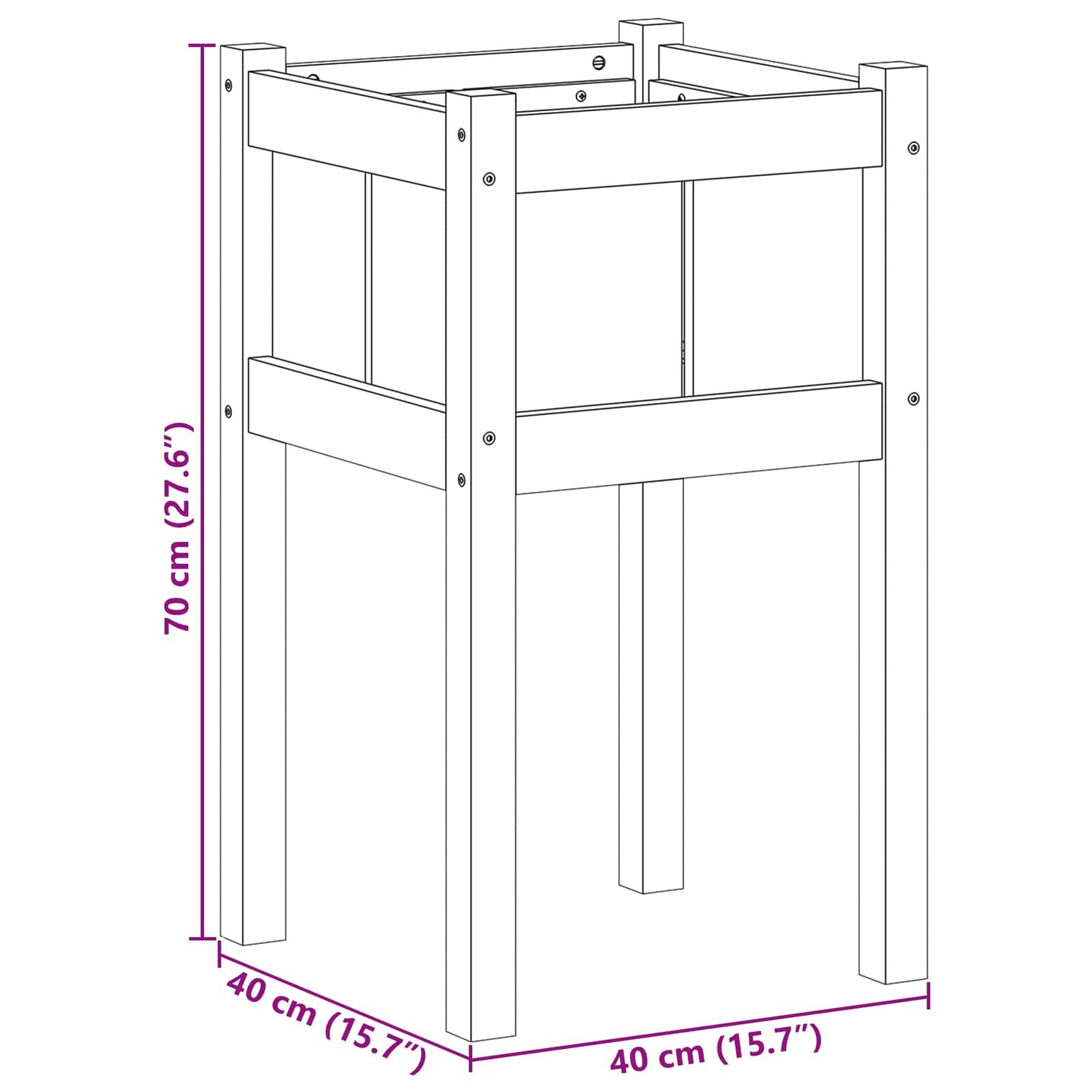 Vază pentru Grădină Natură 40 x 40 x 70 cm Lemn de pin masiv
