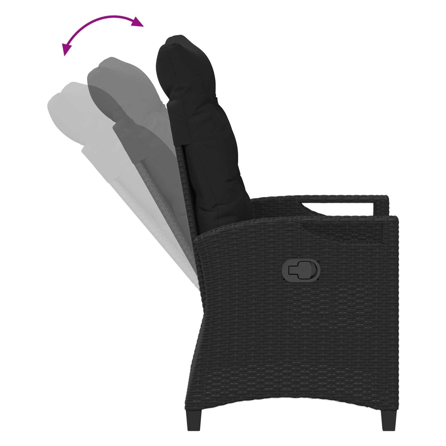 Scaun de grădină rabatabil Negru 56 x 60 x 112 cm poliratan